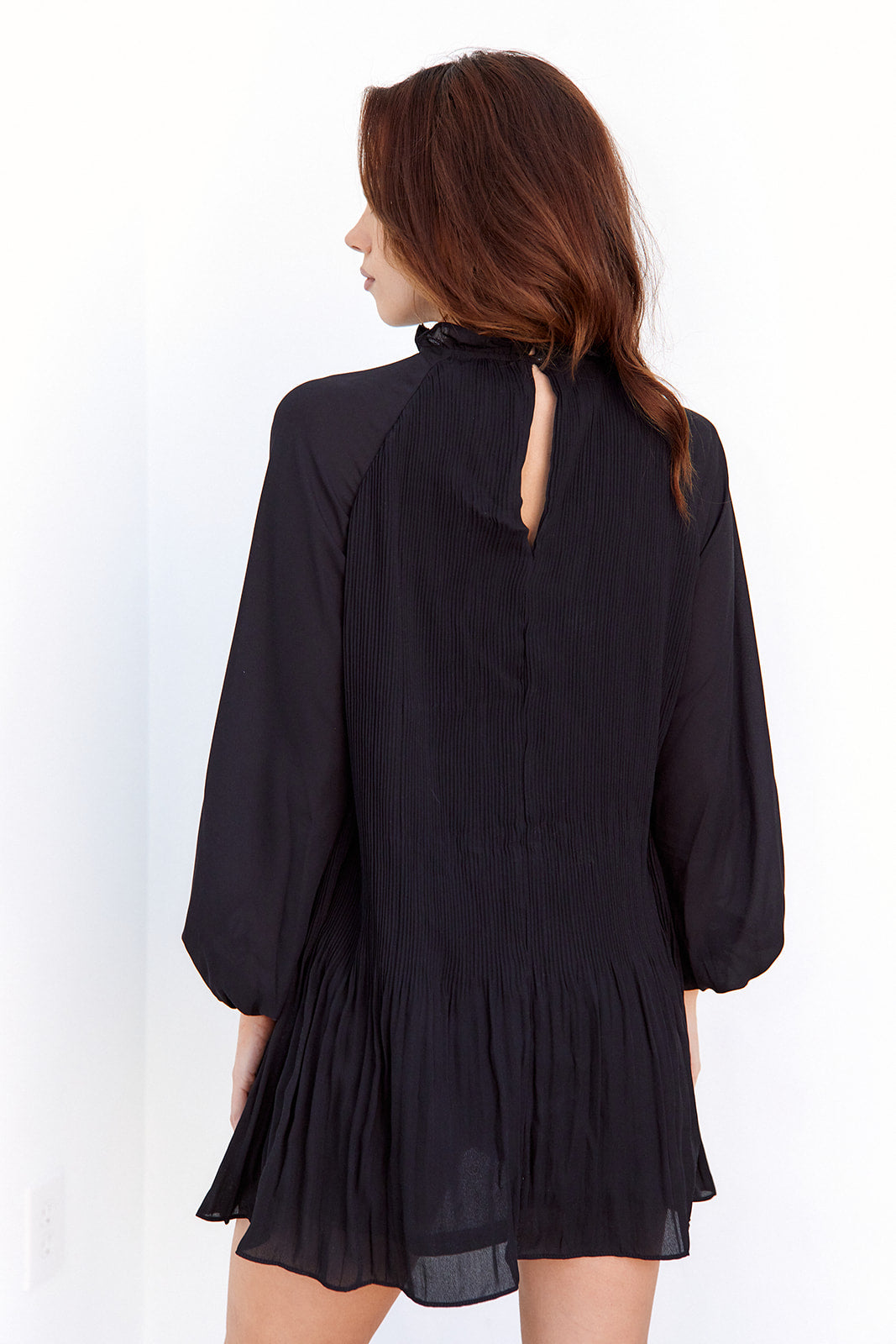 Leigha Long Sleeve Pleated Mini Dress - fab'rik