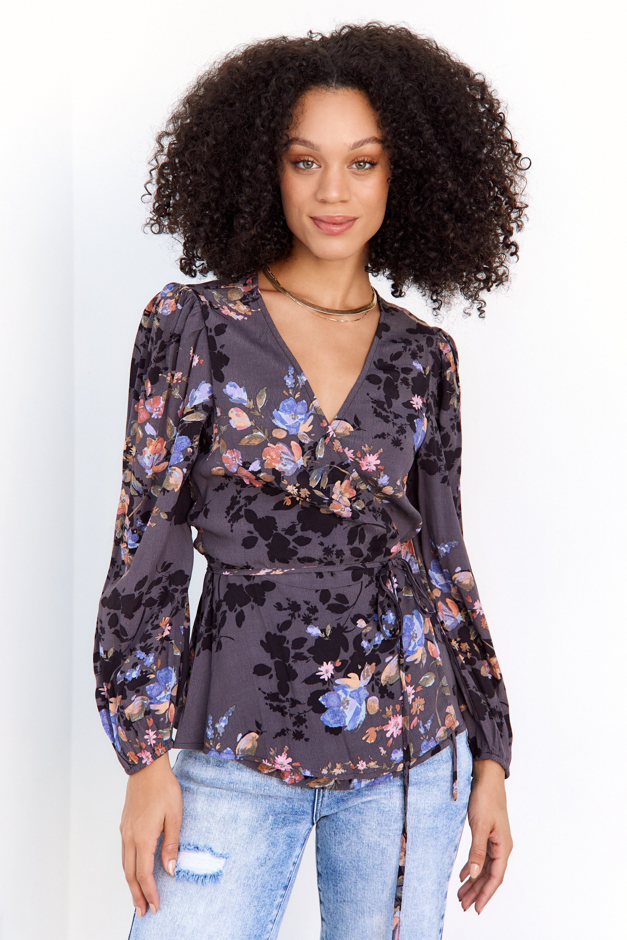 Miley Floral Wrap Top - fab'rik