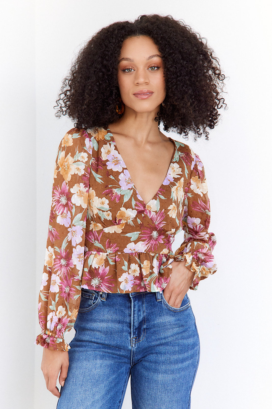 Shay Floral V Neck Blouse - fab'rik