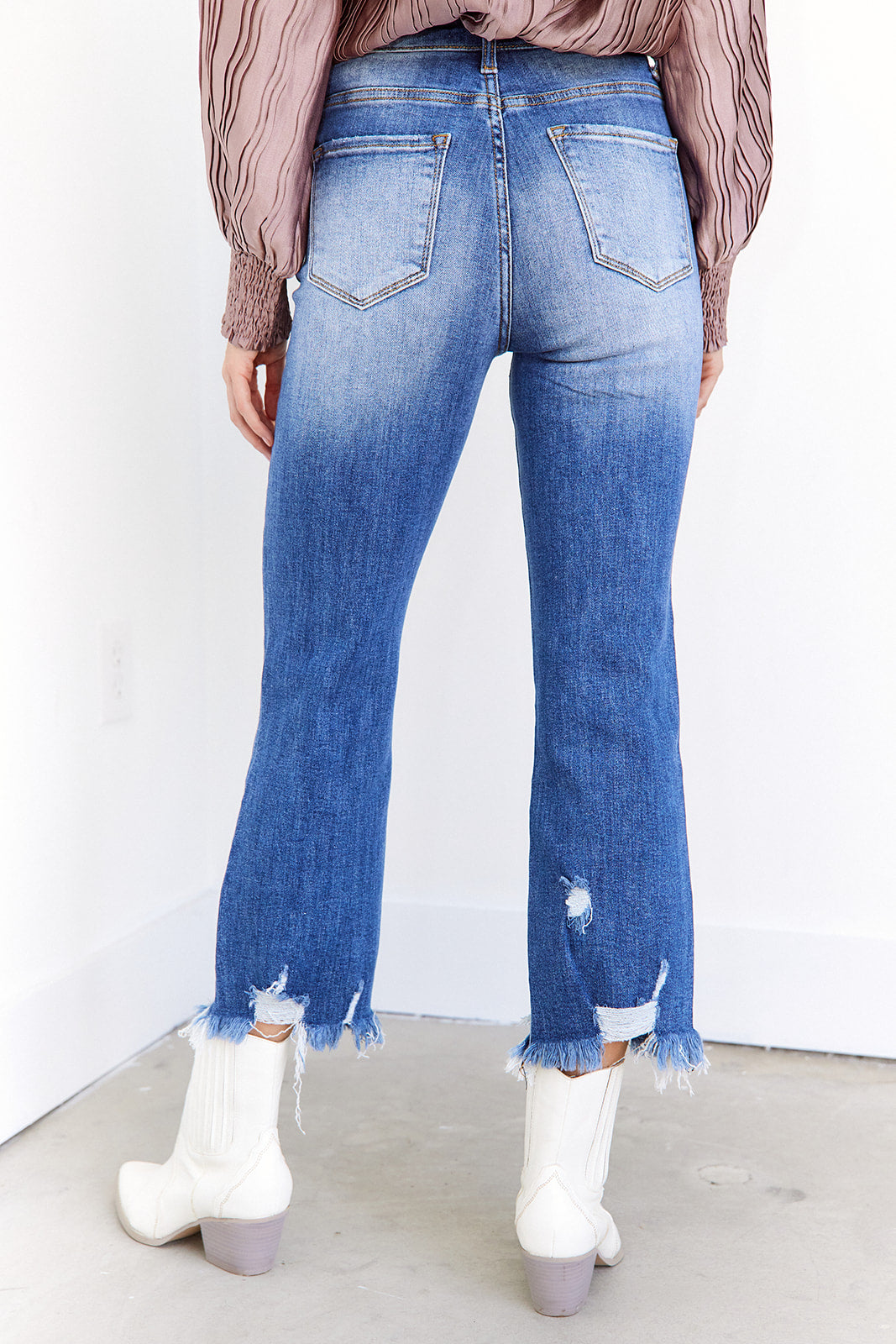 Lumi Rhinestone Detail Straight High Waisted Jeans - fab'rik