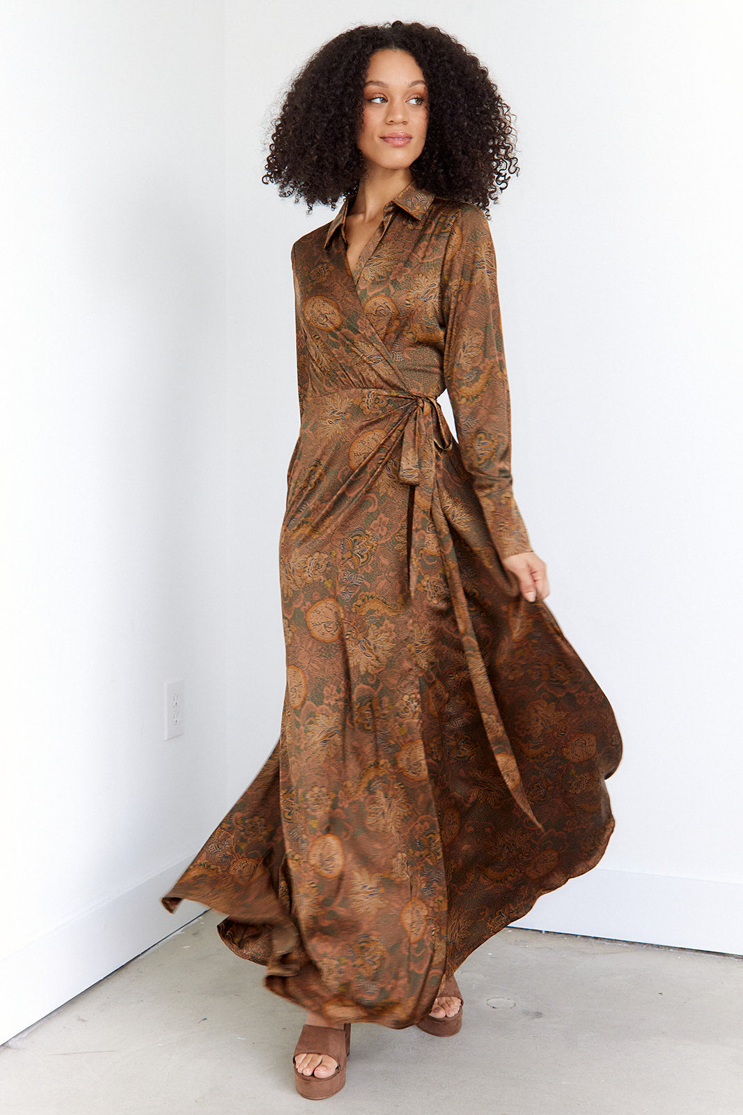 Riley Printed Wrap Maxi Dress - fab'rik