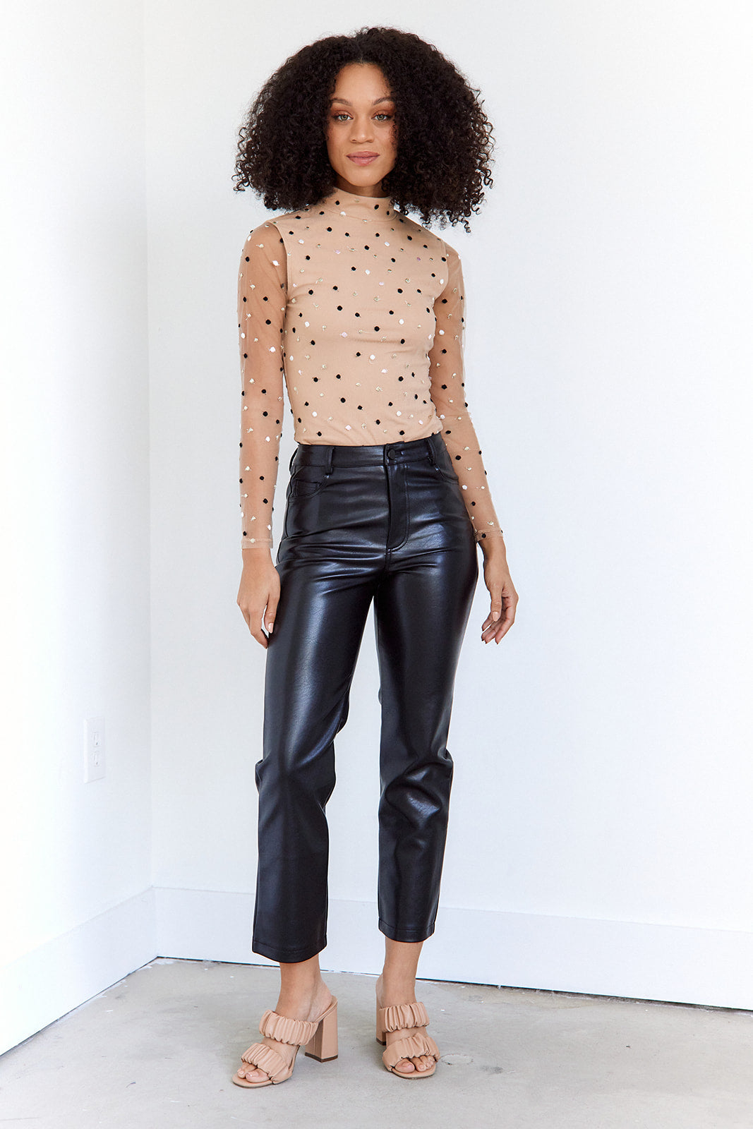 Sage Faux Leather Straight Leg Pants - fab'rik