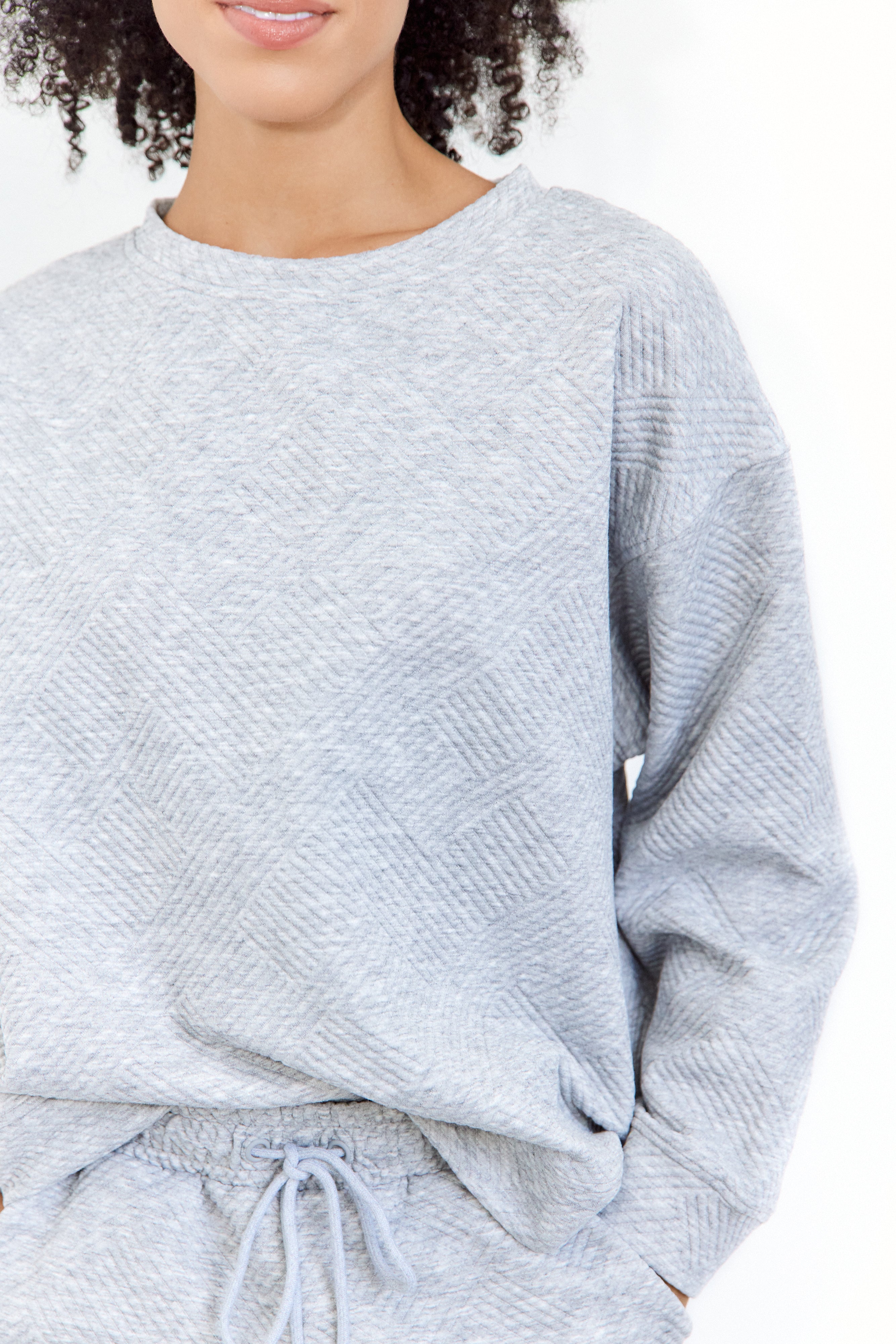 Clea Textured Crewneck Sweatshirt - fab'rik