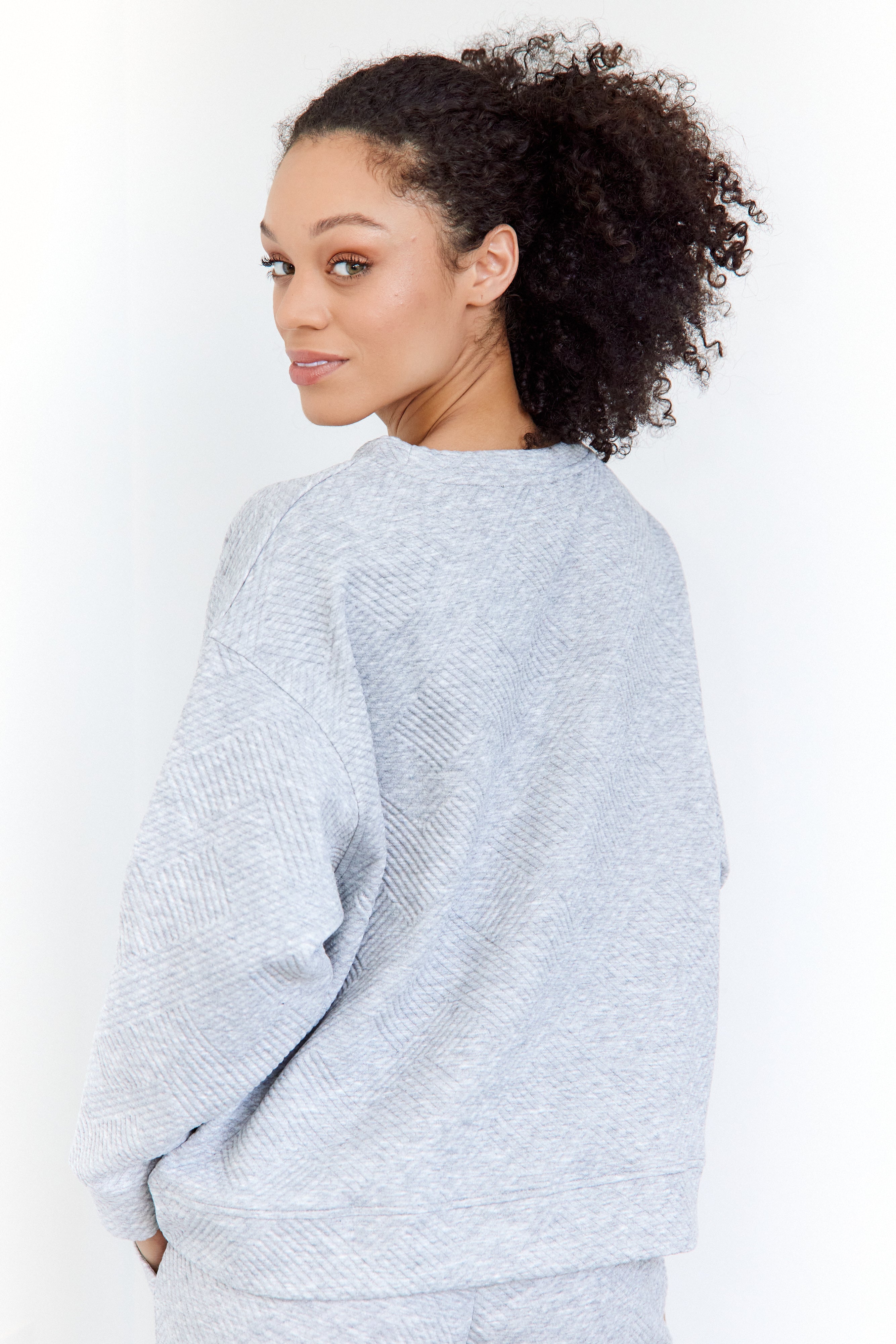 Clea Textured Crewneck Sweatshirt - fab'rik
