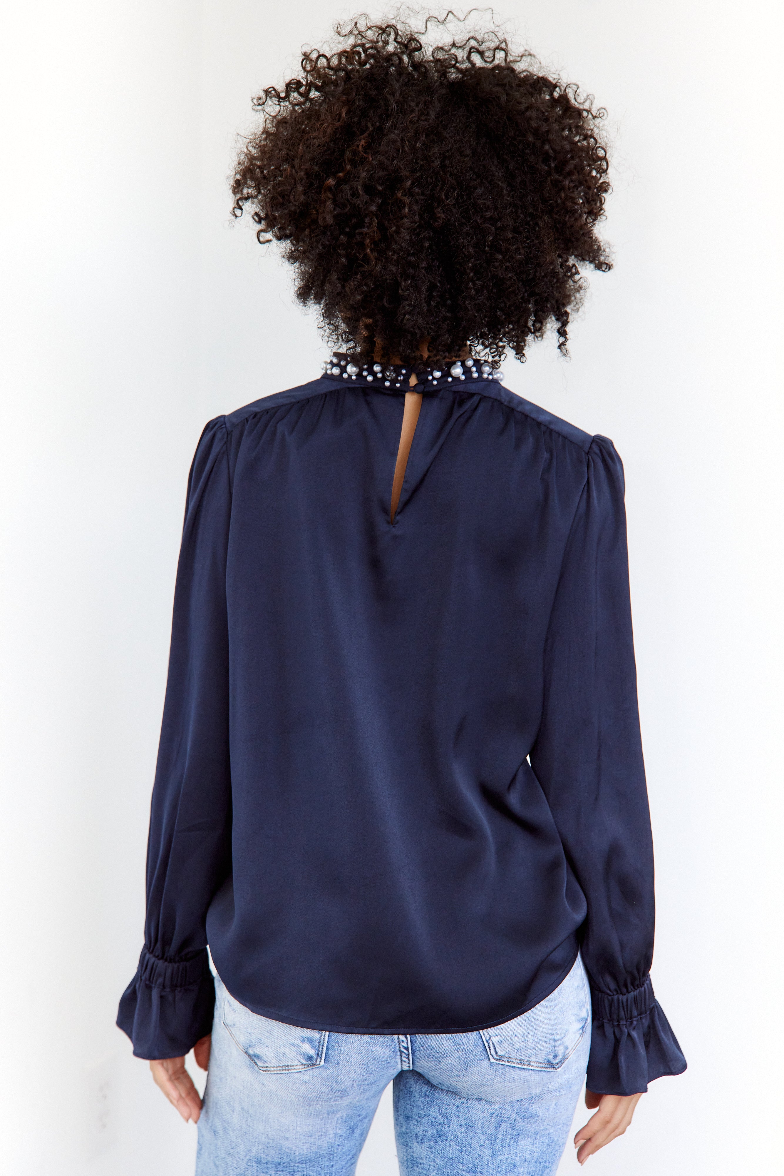 Aster Pearl Mock Neck Blouse - fab'rik