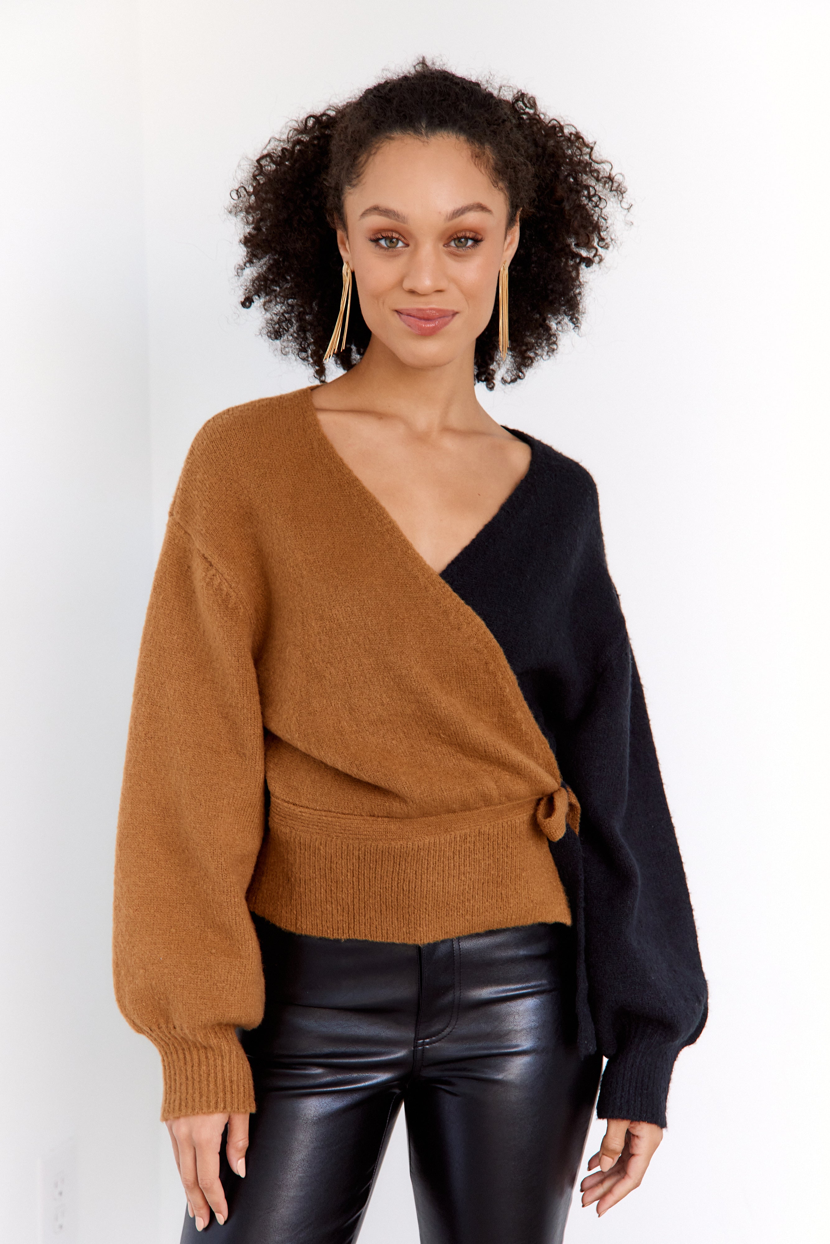 Delora Two Toned Wrap Sweater - fab'rik