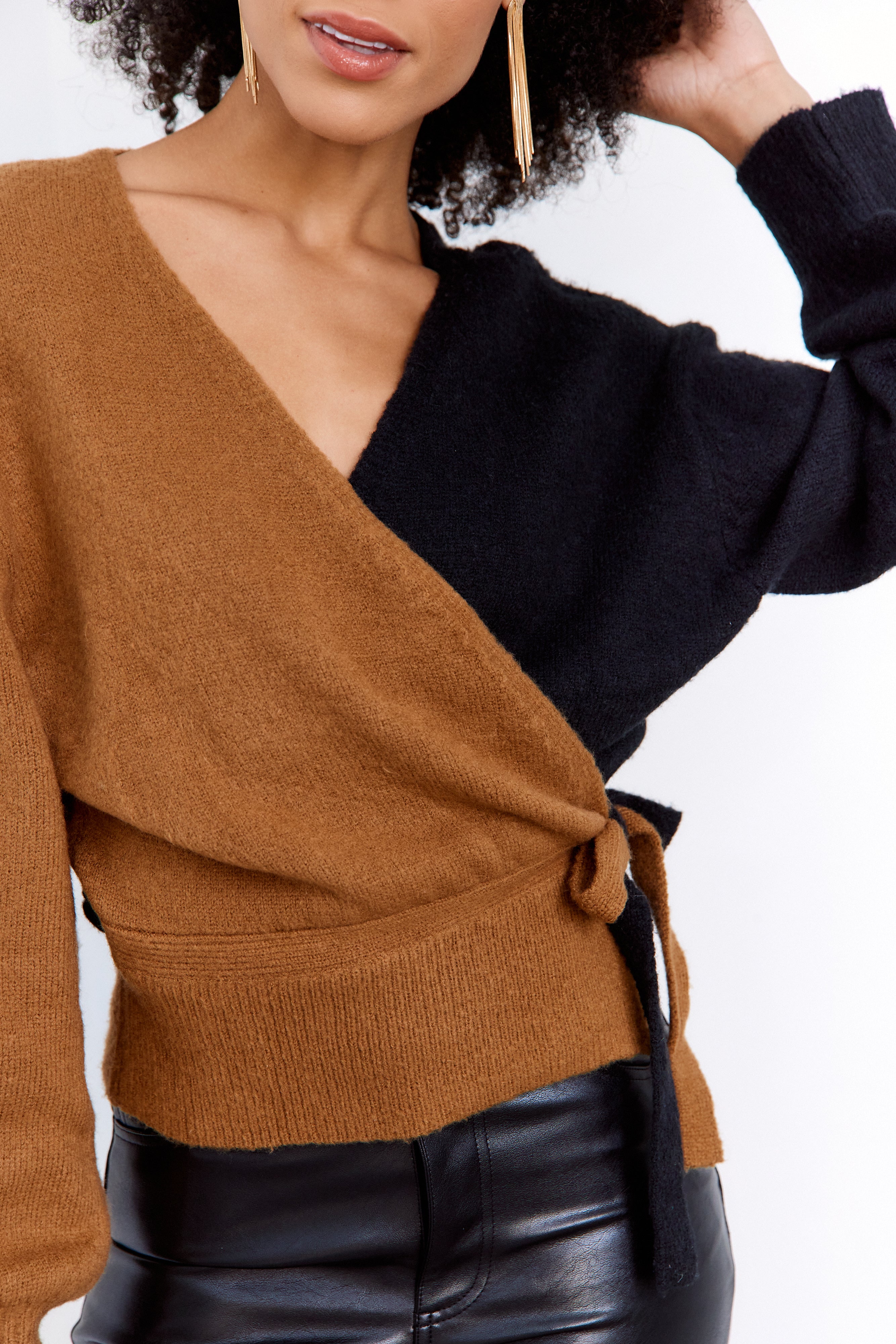 Delora Two Toned Wrap Sweater - fab'rik