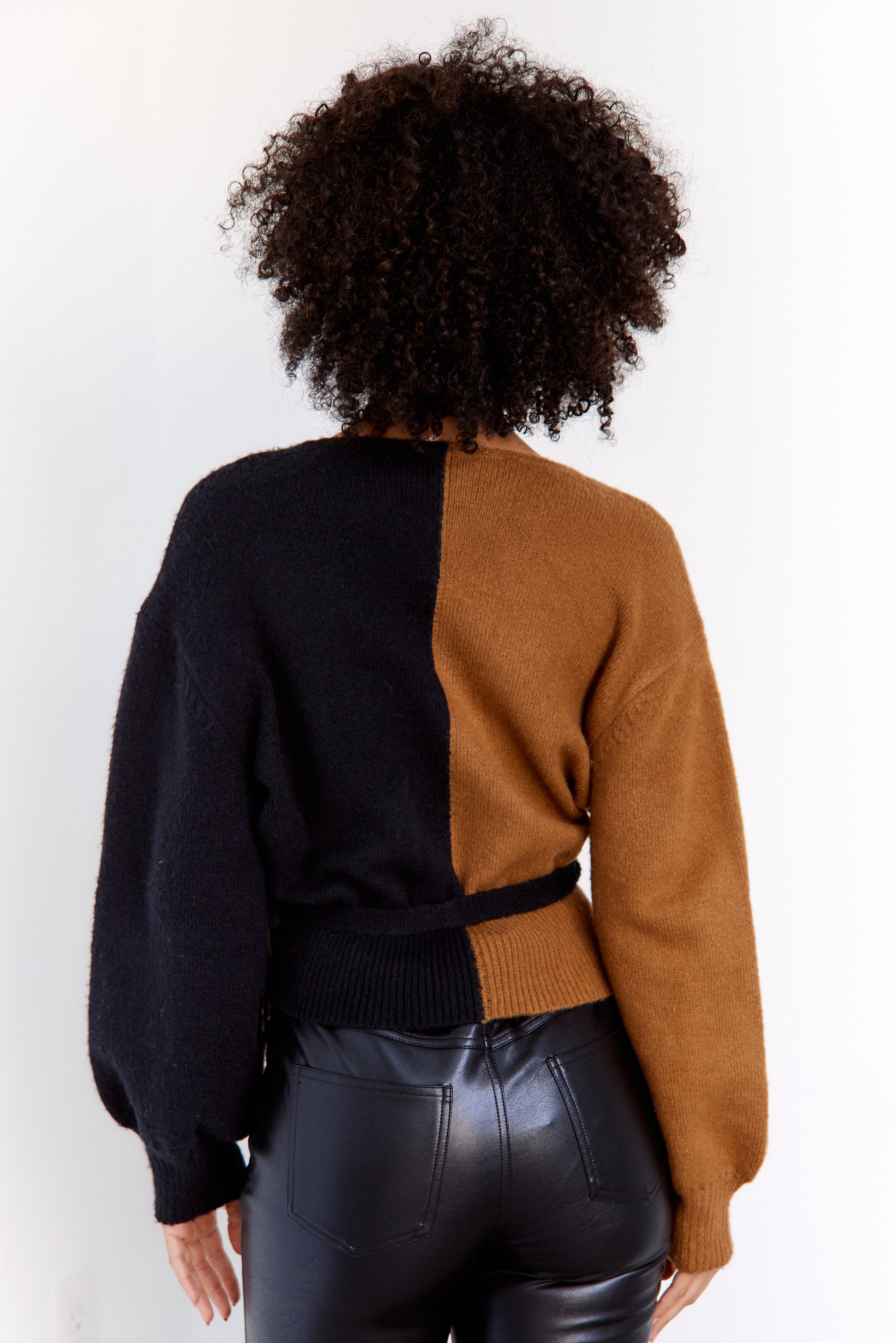 Delora Two Toned Wrap Sweater - fab'rik