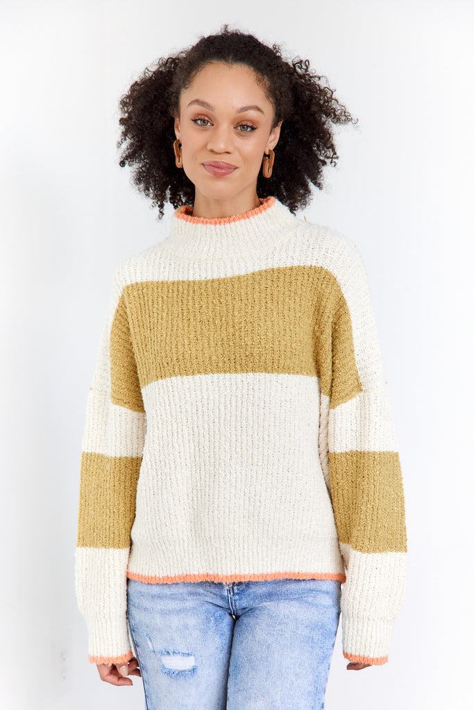 Chloe Striped Colorblock Sweater - fab'rik
