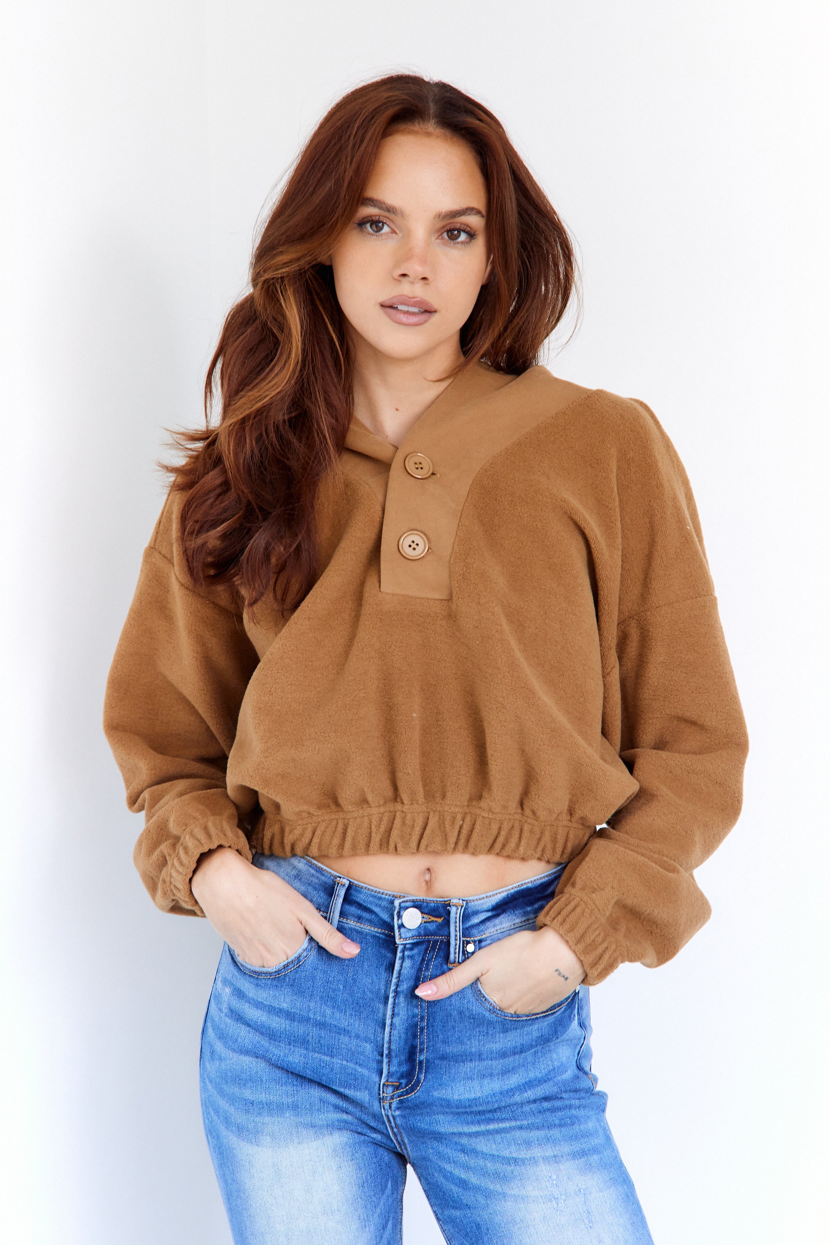 Millie Button Detail Hoodie - fab'rik