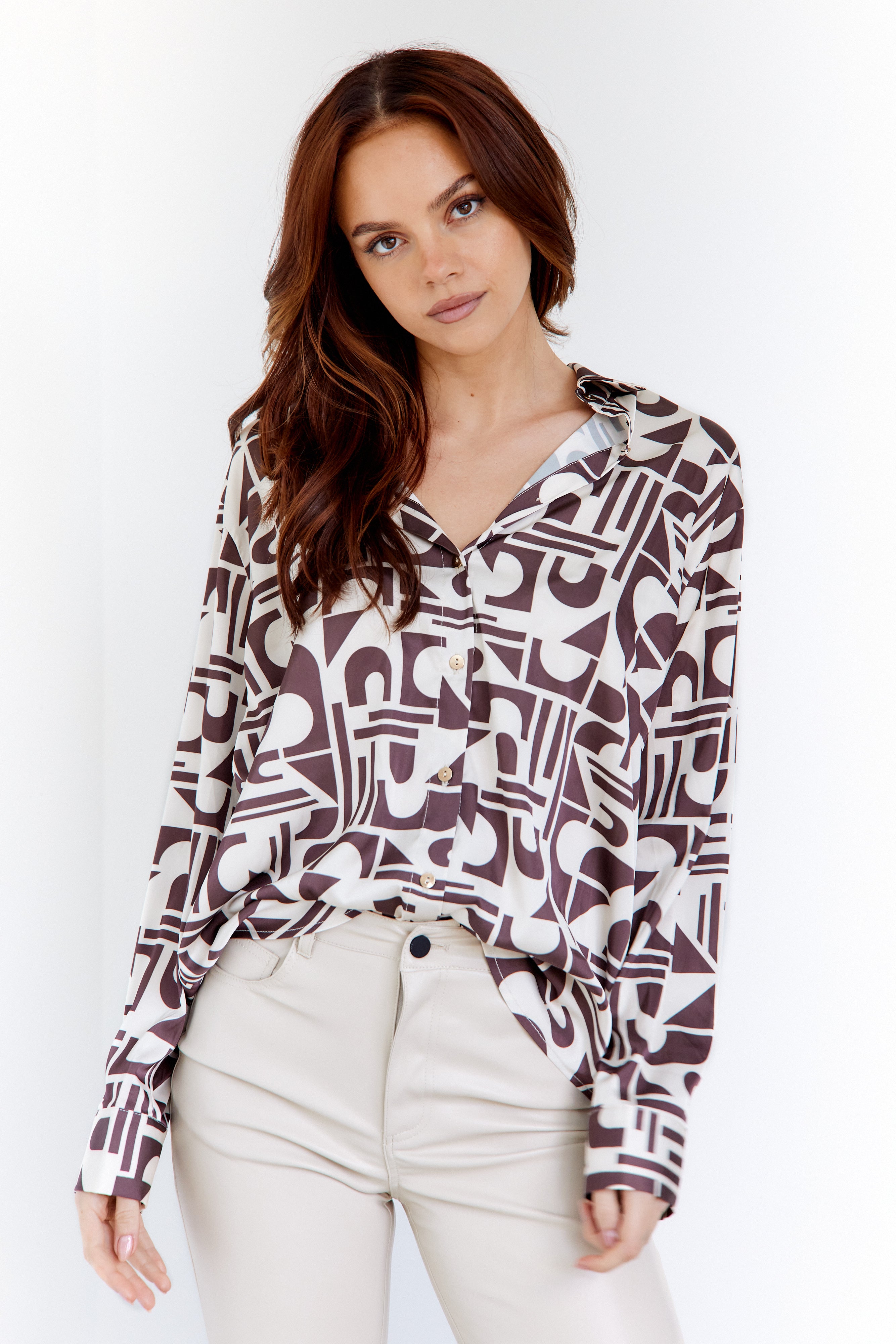 Emilia Printed Button Down Blouse - fab'rik