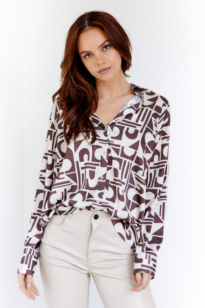 Emilia Printed Button Down Blouse - fab'rik