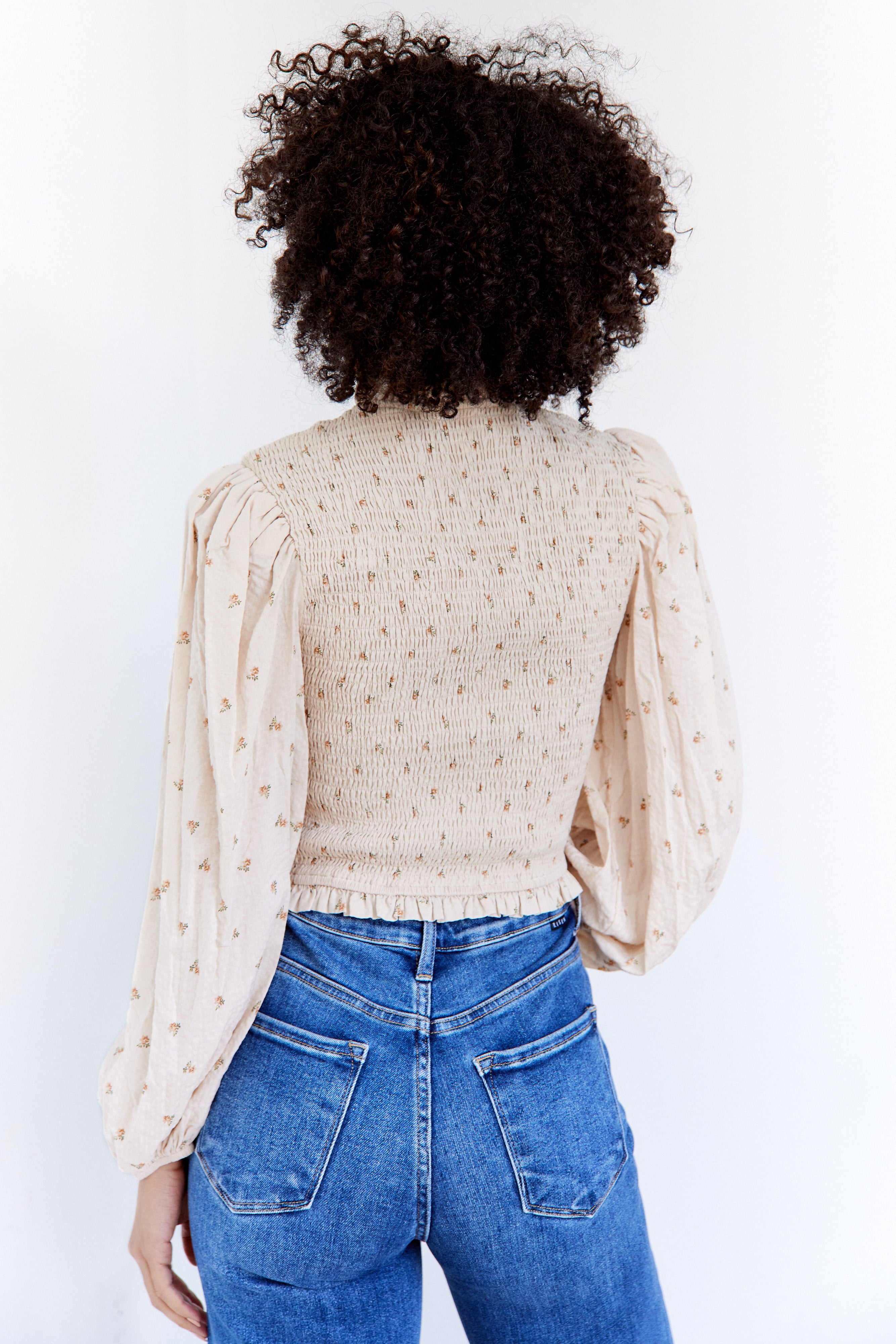 Mckenna Smocked Tie Front Blouse - fab'rik