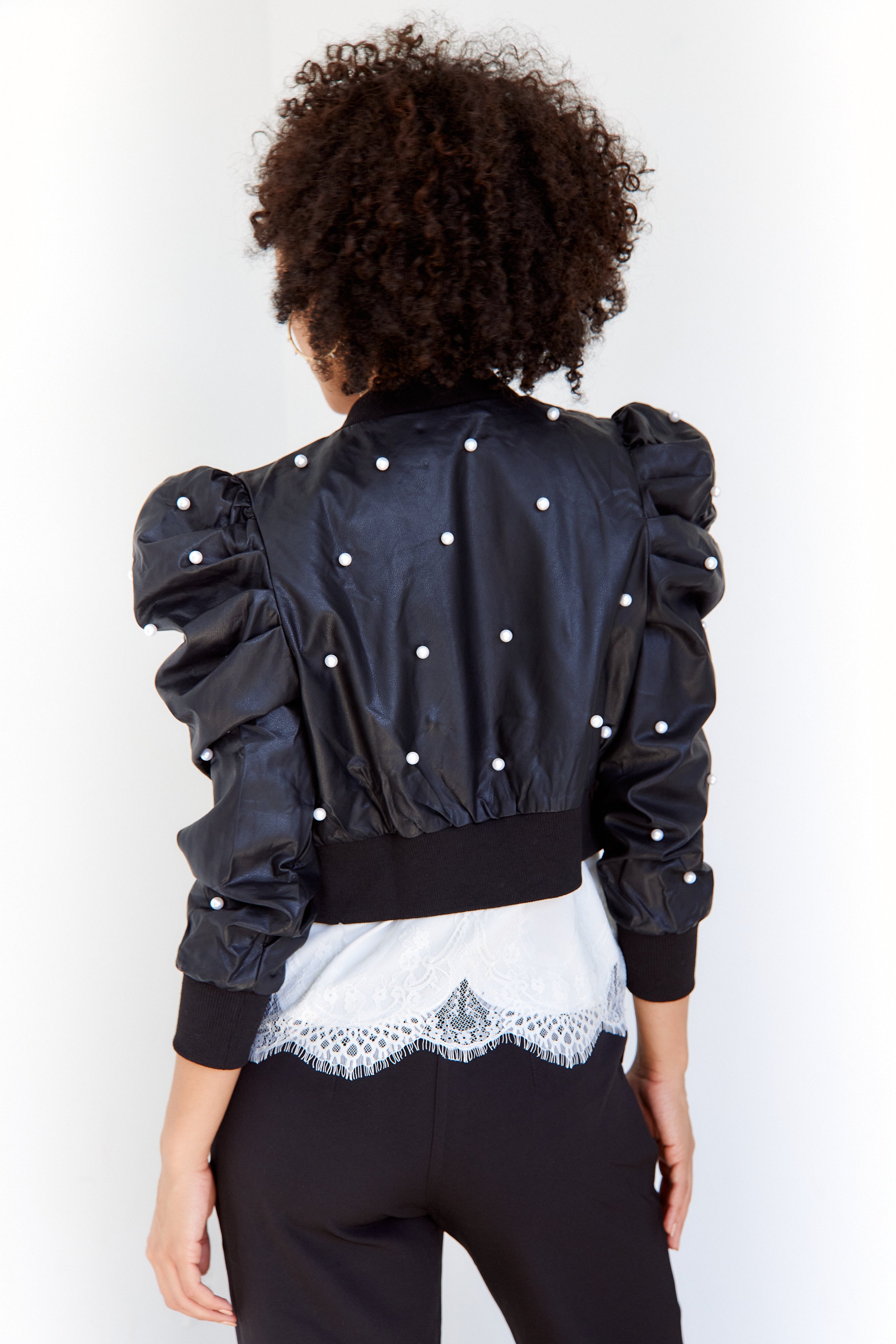 Adele Pearl Faux Leather Jacket - fab'rik