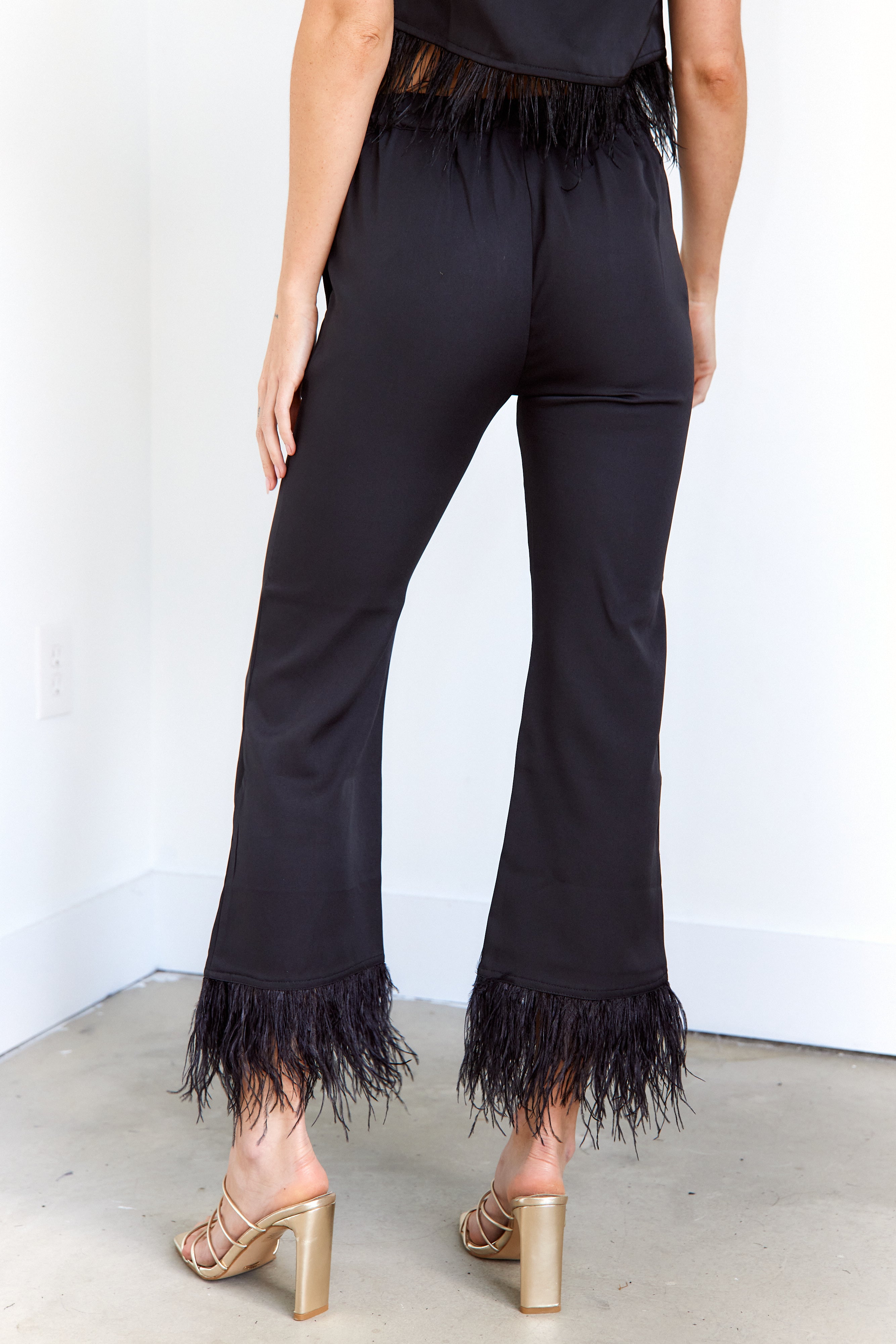 Arli Feather Trim Pants - fab'rik