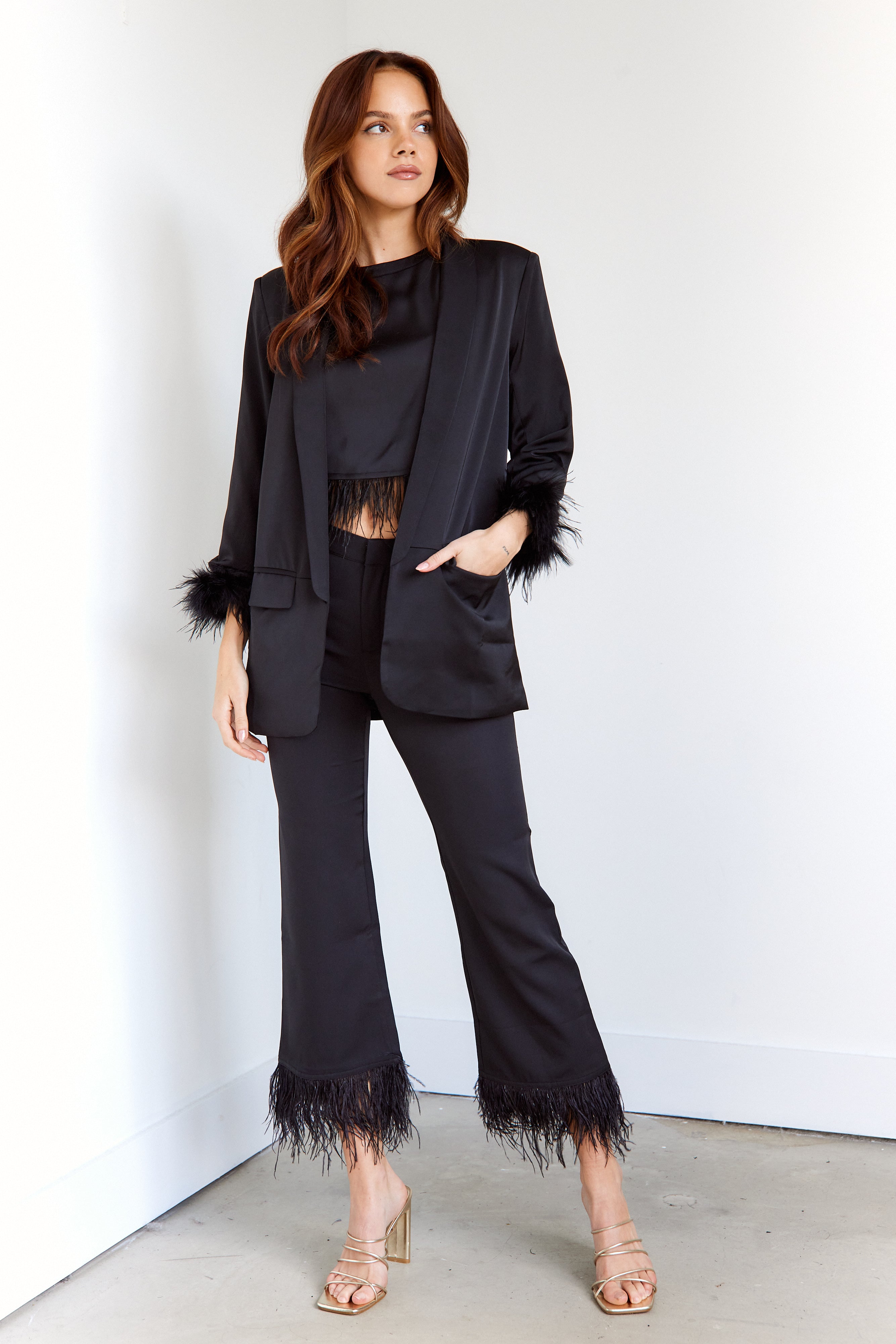 Arli Feather Trim Pants - fab'rik