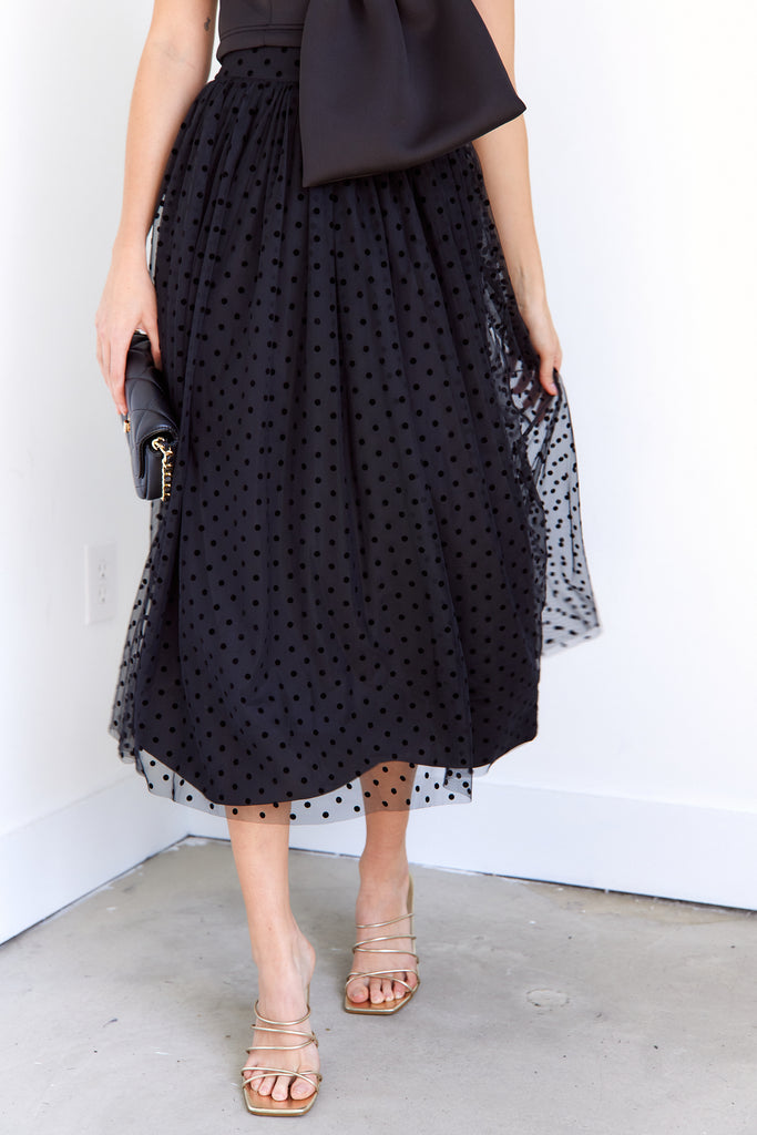 Adeen Dotted Tulle Midi Skirt - fab'rik