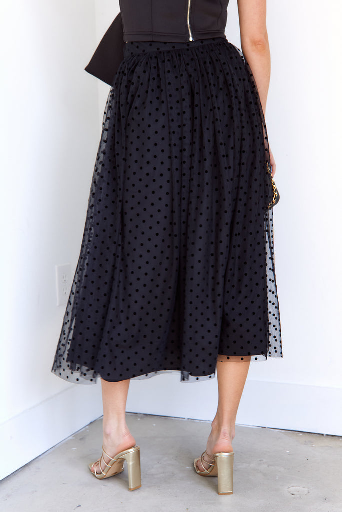 Adeen Dotted Tulle Midi Skirt - fab'rik
