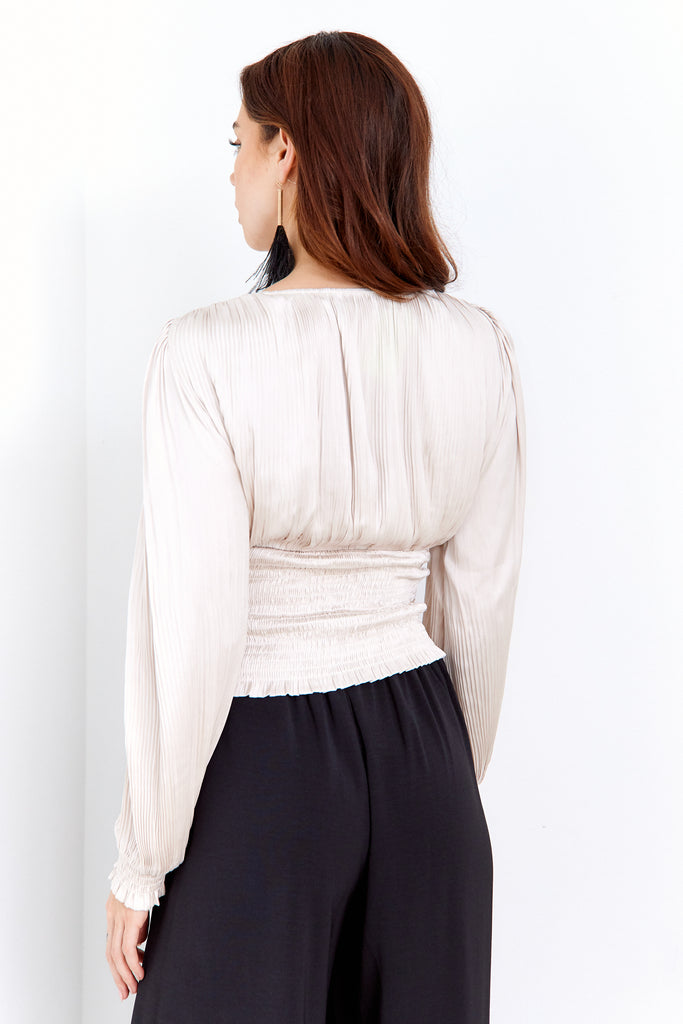 Lillian Satin Pleated Top - fab'rik