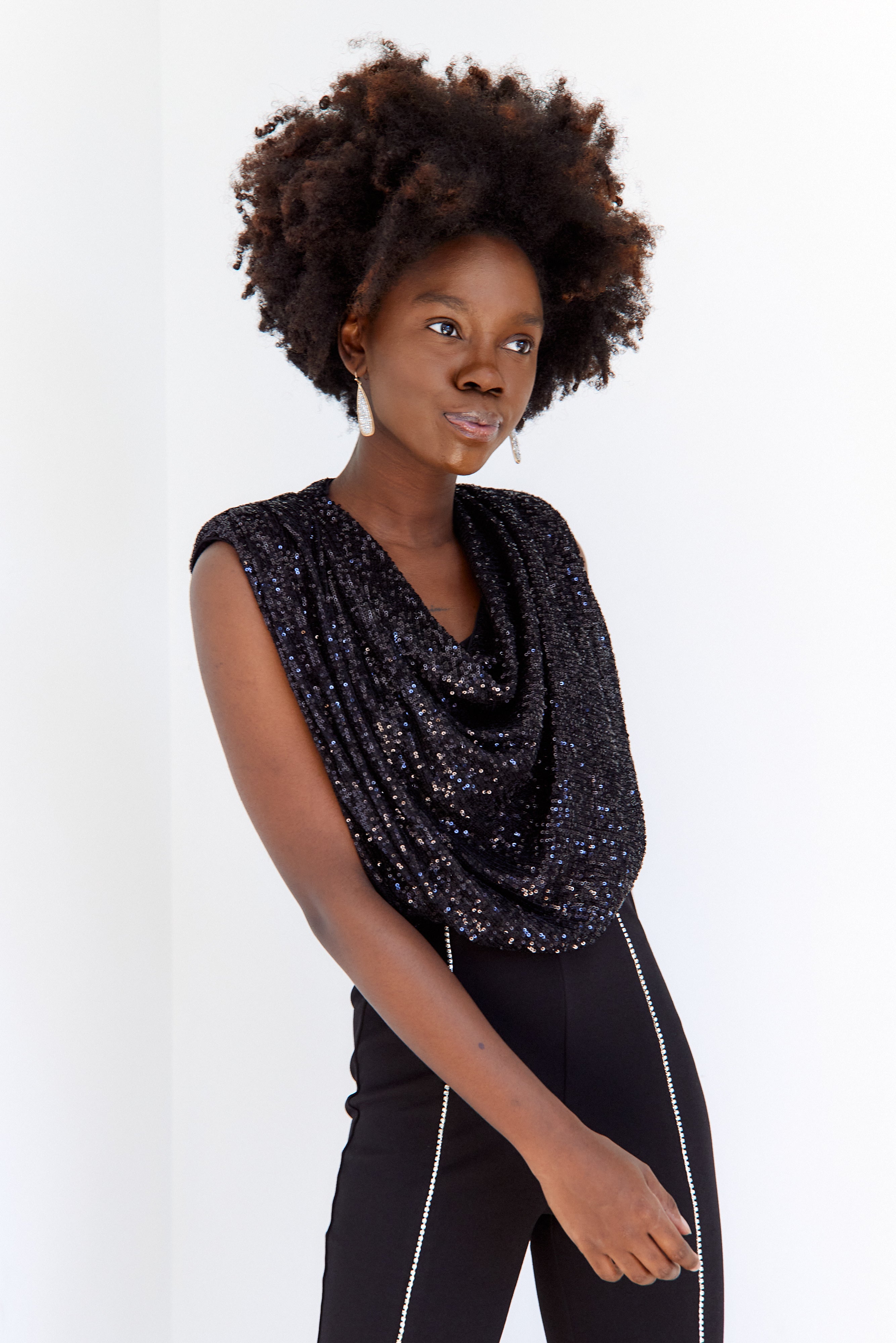 Ella Cowl Sequin Top - fab'rik
