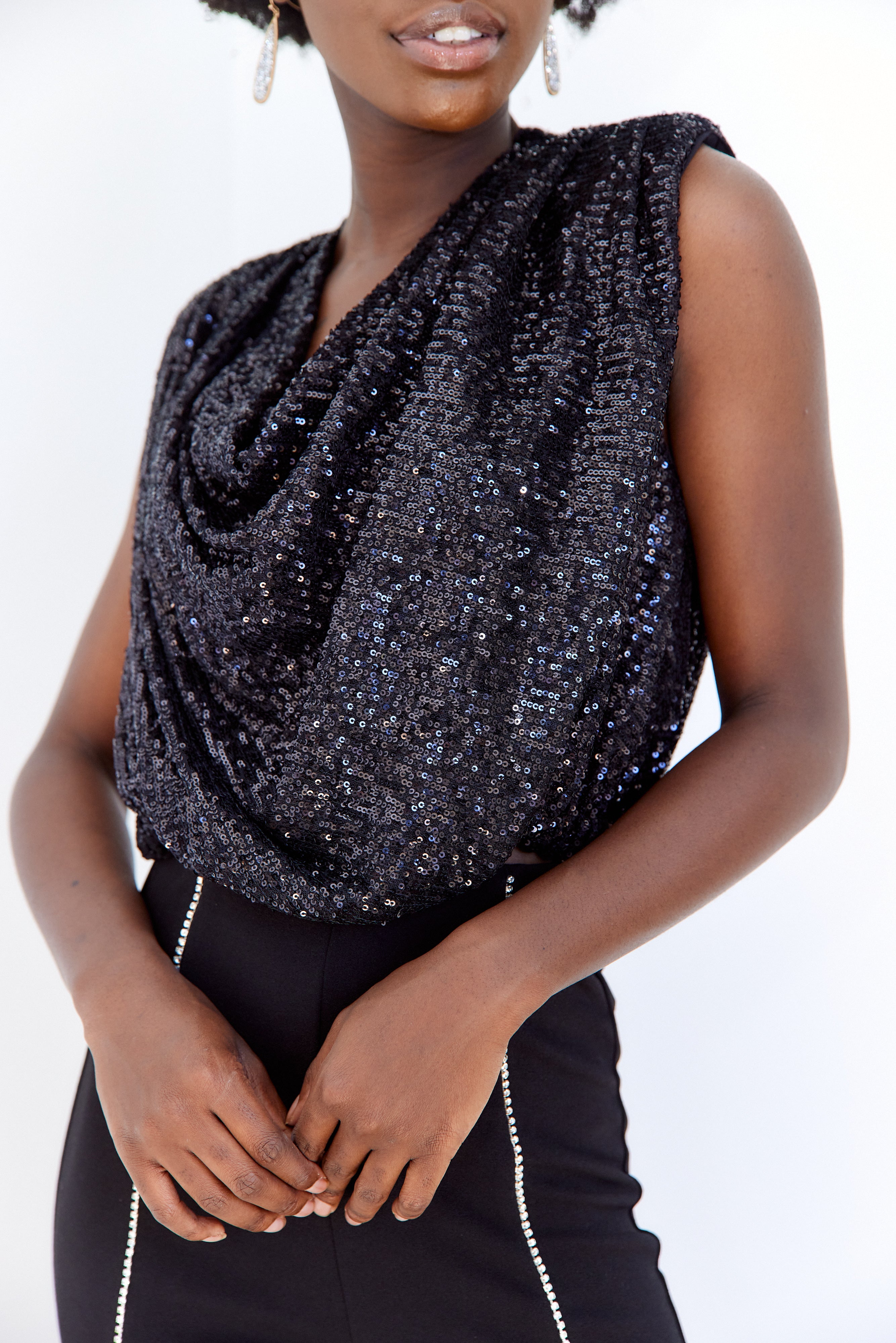 Ella Cowl Sequin Top - fab'rik