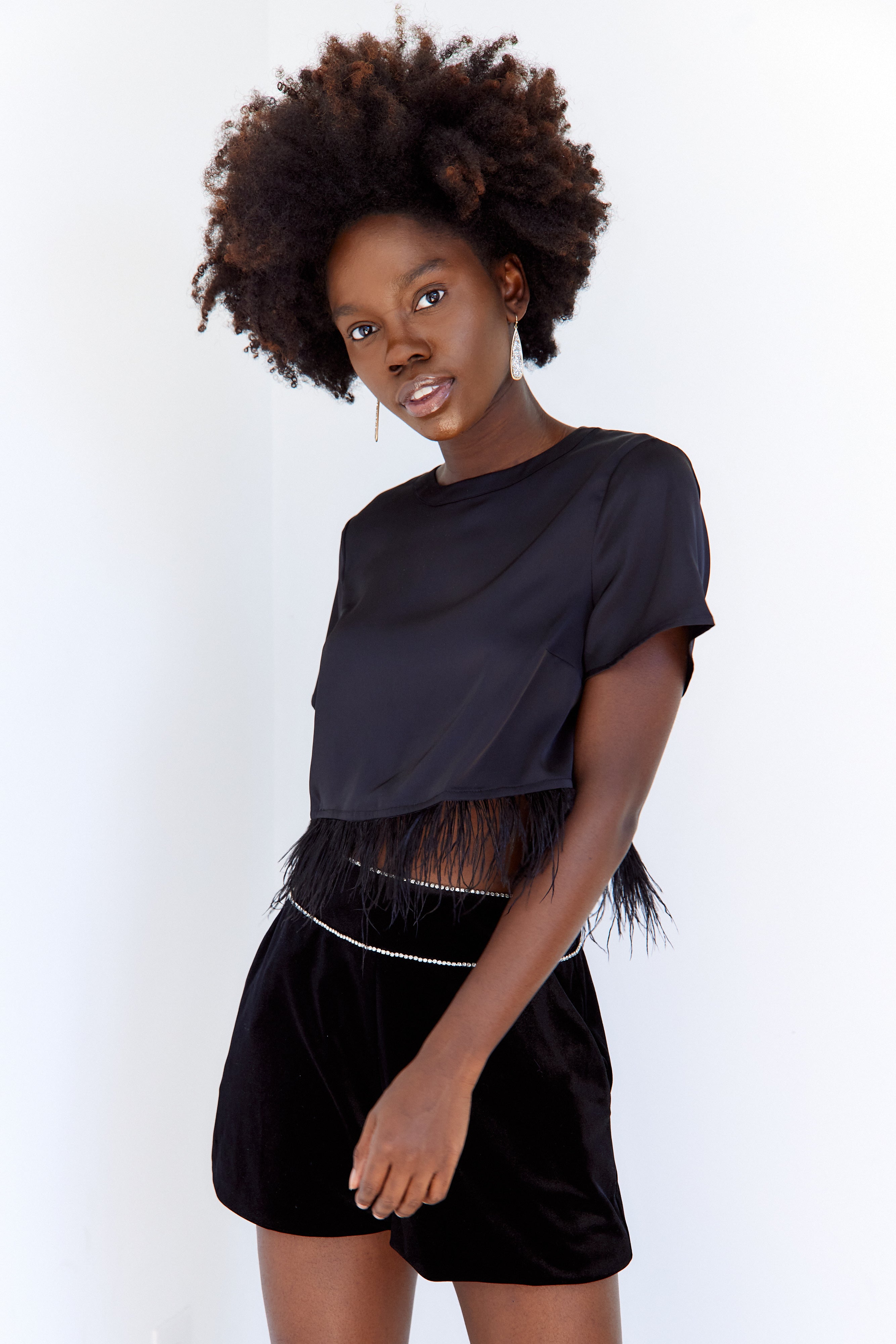 Skyler Velvet Rhinestone Shorts - fab'rik