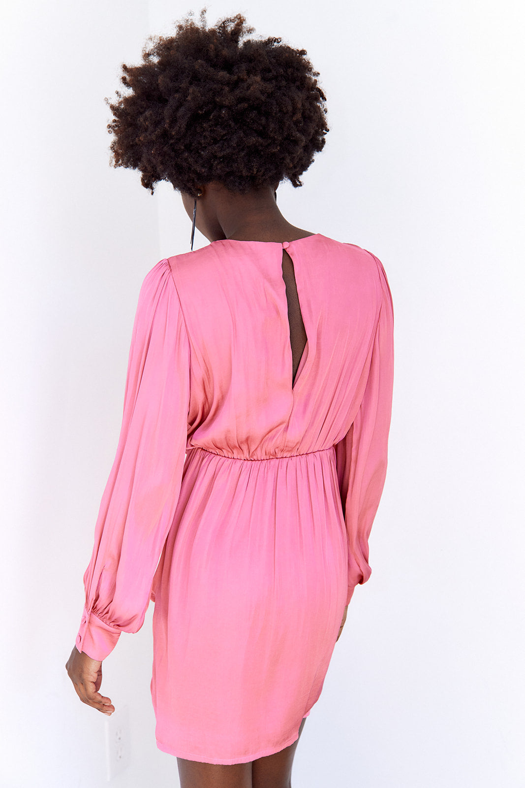 Bryn Ruched V Neck Mini Dress - fab'rik