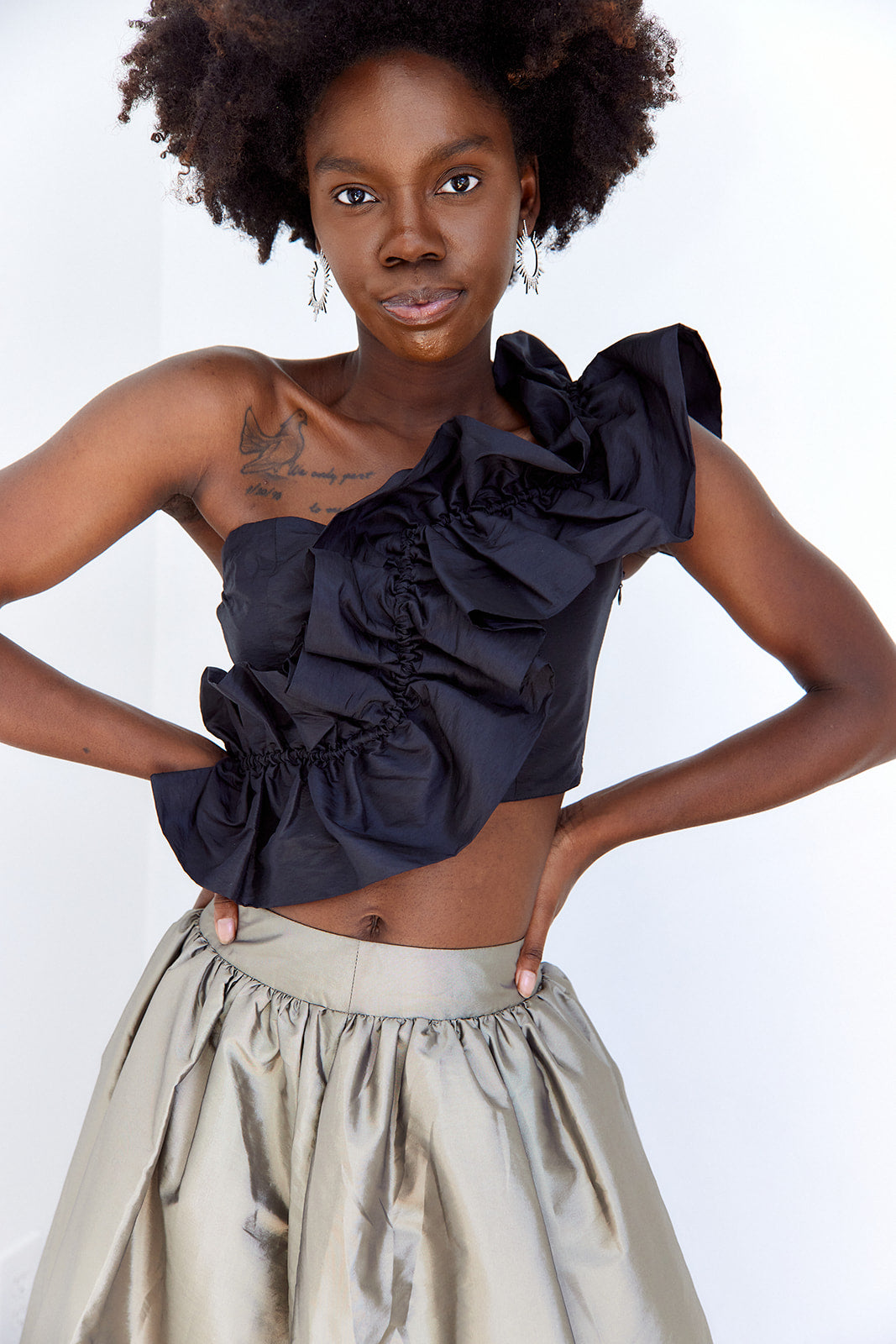 Ashlynn Ruched Ruffle Top - fab'rik
