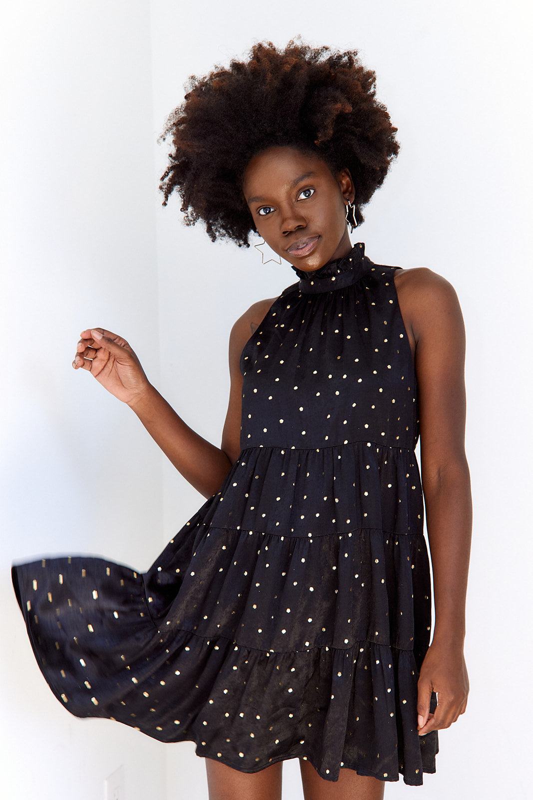 Mabel Tiered Polka Dot Mini Dress - fab'rik