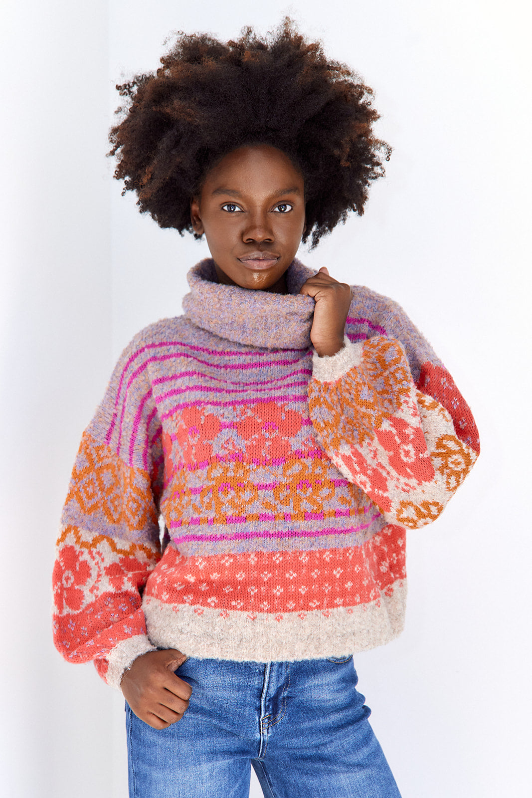 Serena Striped Turtleneck Sweater - fab'rik