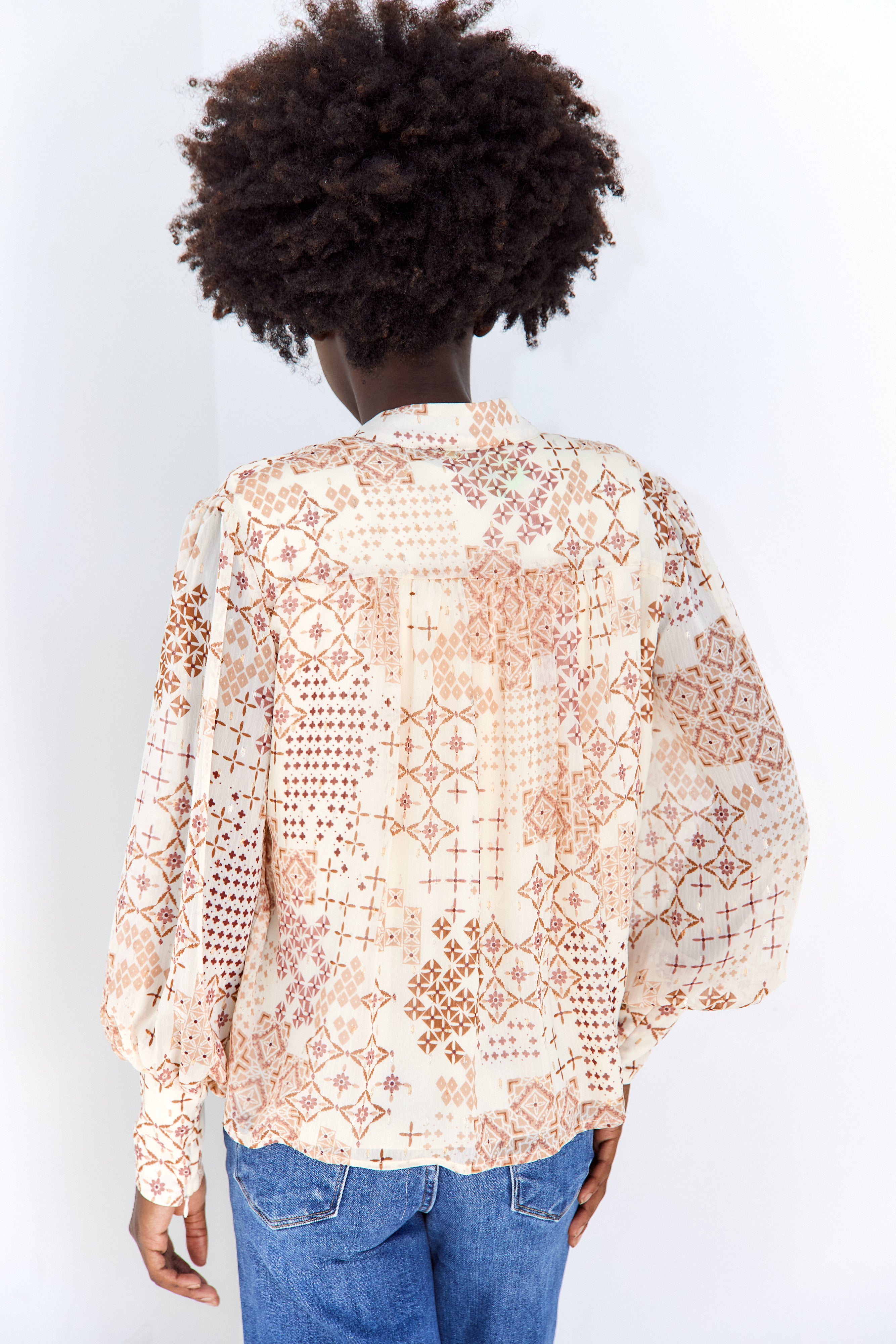 Beau Printed High Neck Blouse - fab'rik