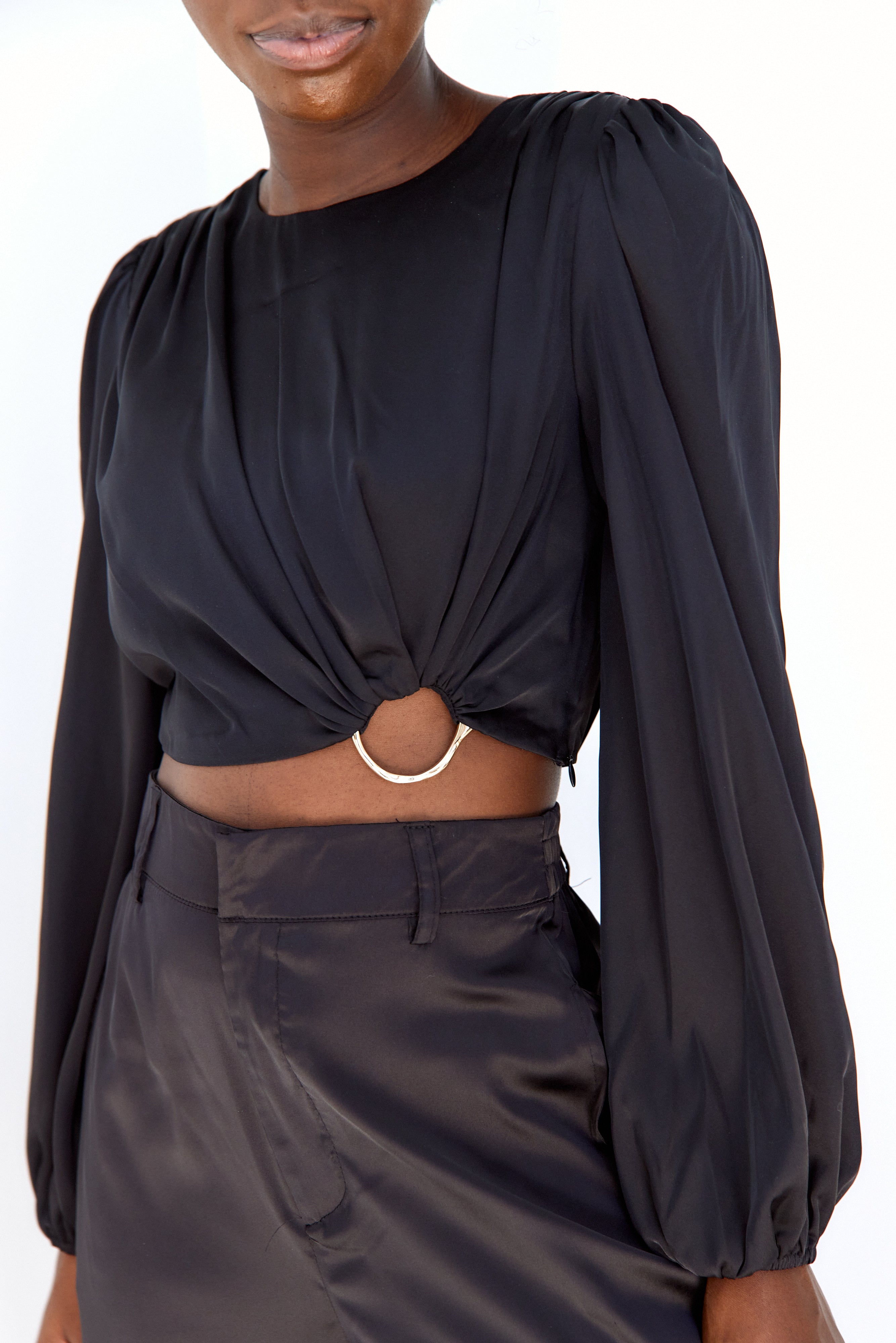 Beck Cropped Ring Detail Top - fab'rik