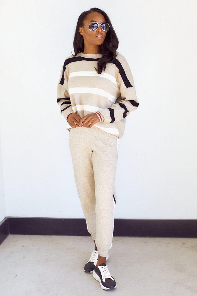 SALE - Junie Track Stripe Knit Jogger - fab'rik
