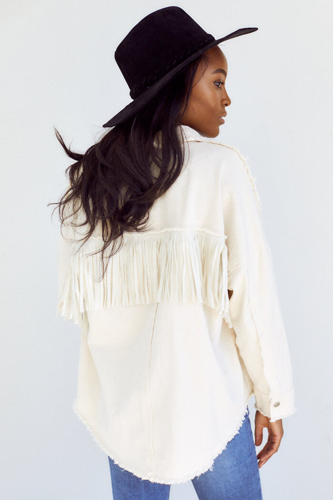 SALE - Idora Fringe Detail Button Down Shirt - fab'rik