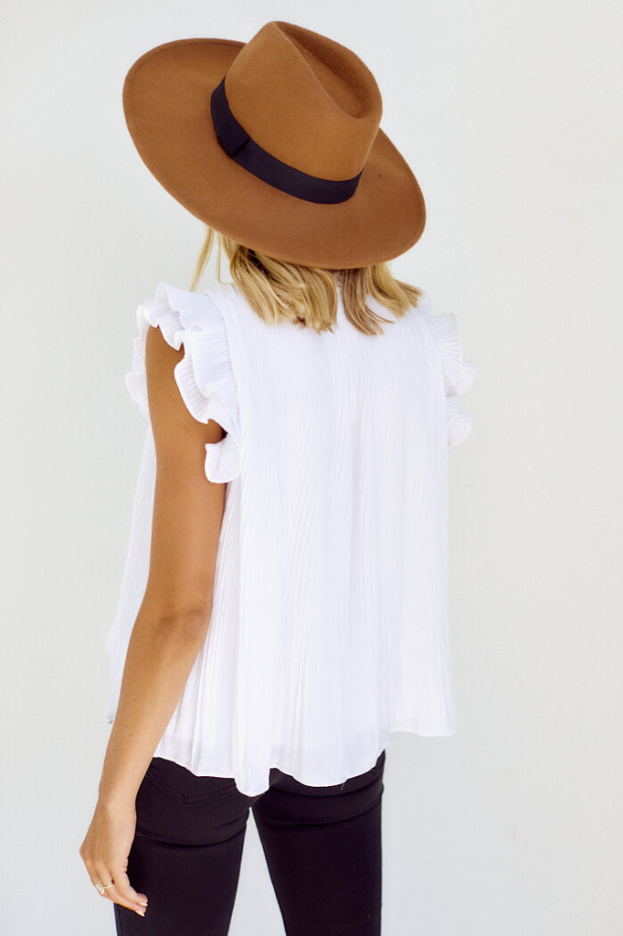 SALE - Sonya Pleated Short Sleeve Blouse - fab'rik