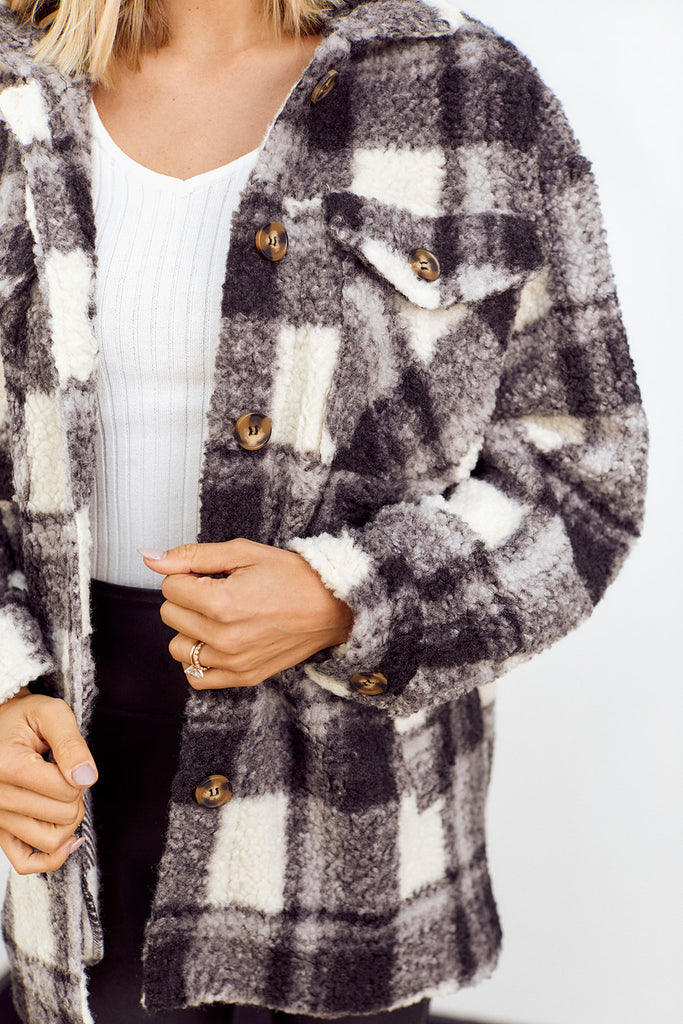 Amilyn Shearling Style Plaid Jacket - fab'rik