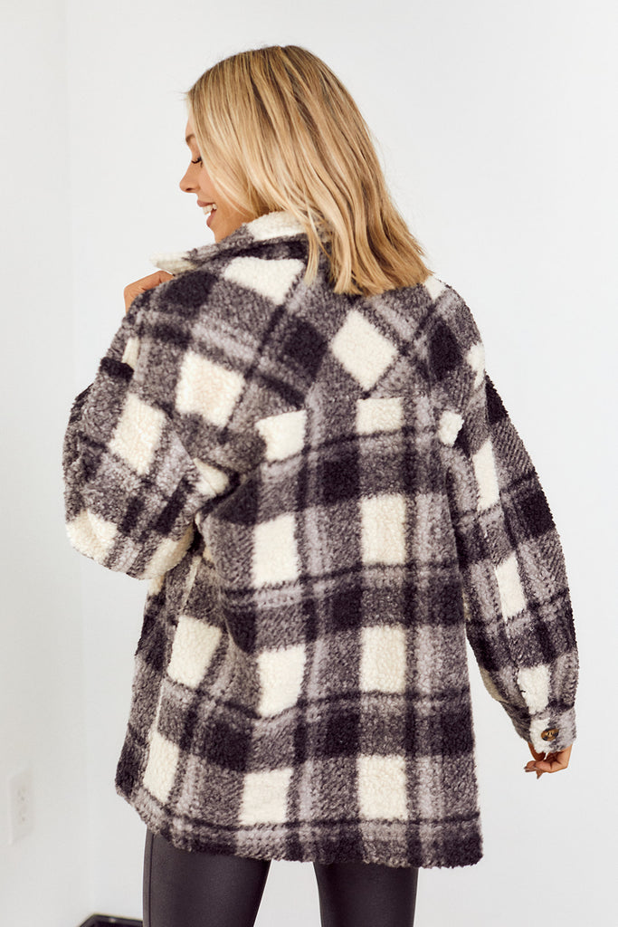 Amilyn Shearling Style Plaid Jacket - fab'rik