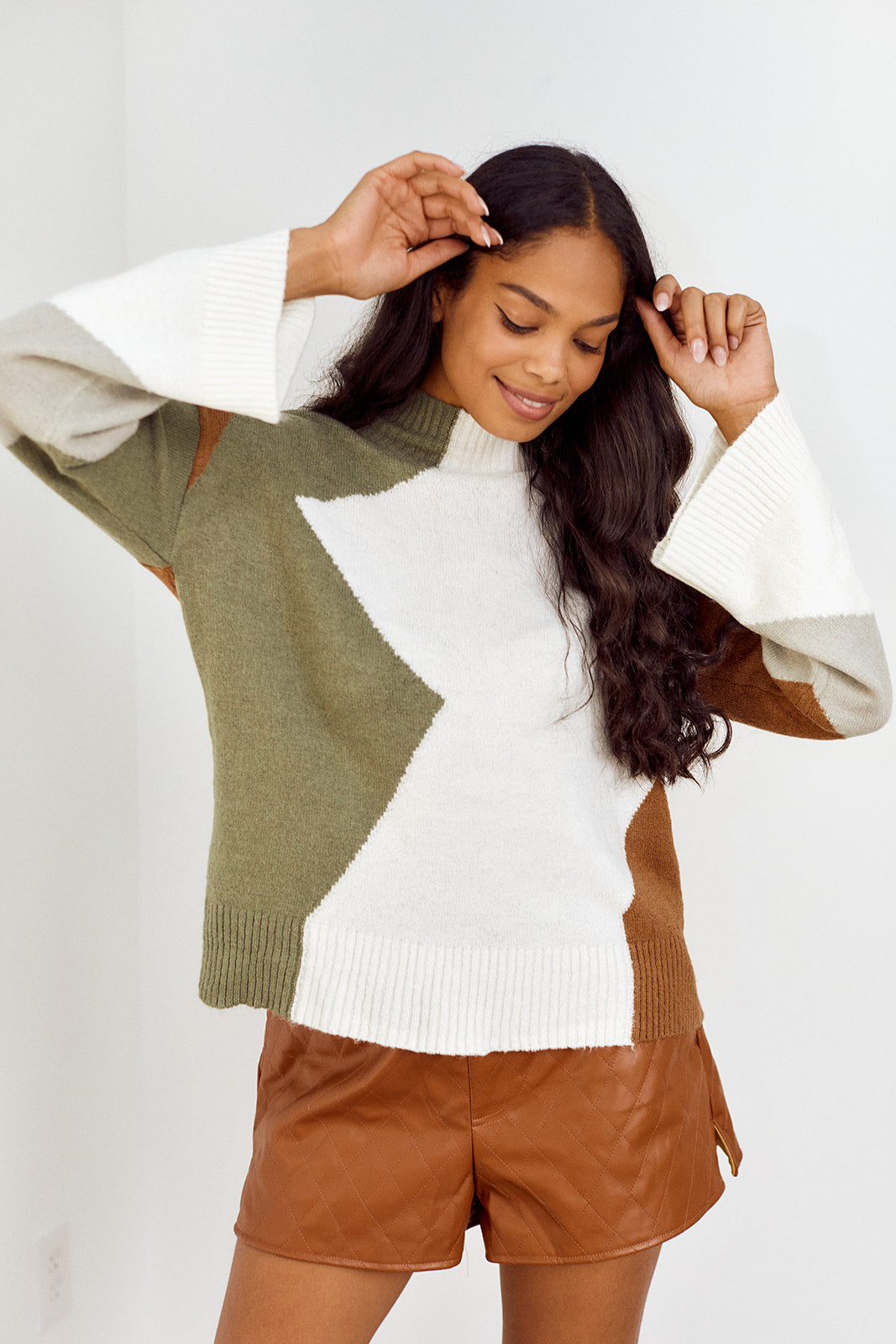 SALE - Bonnie Colorblocked Mock Neck Sweater - fab'rik