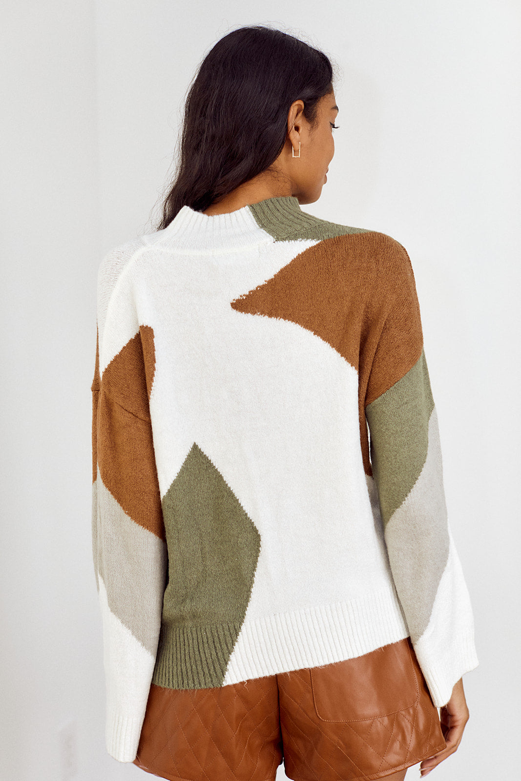 SALE - Bonnie Colorblocked Mock Neck Sweater - fab'rik
