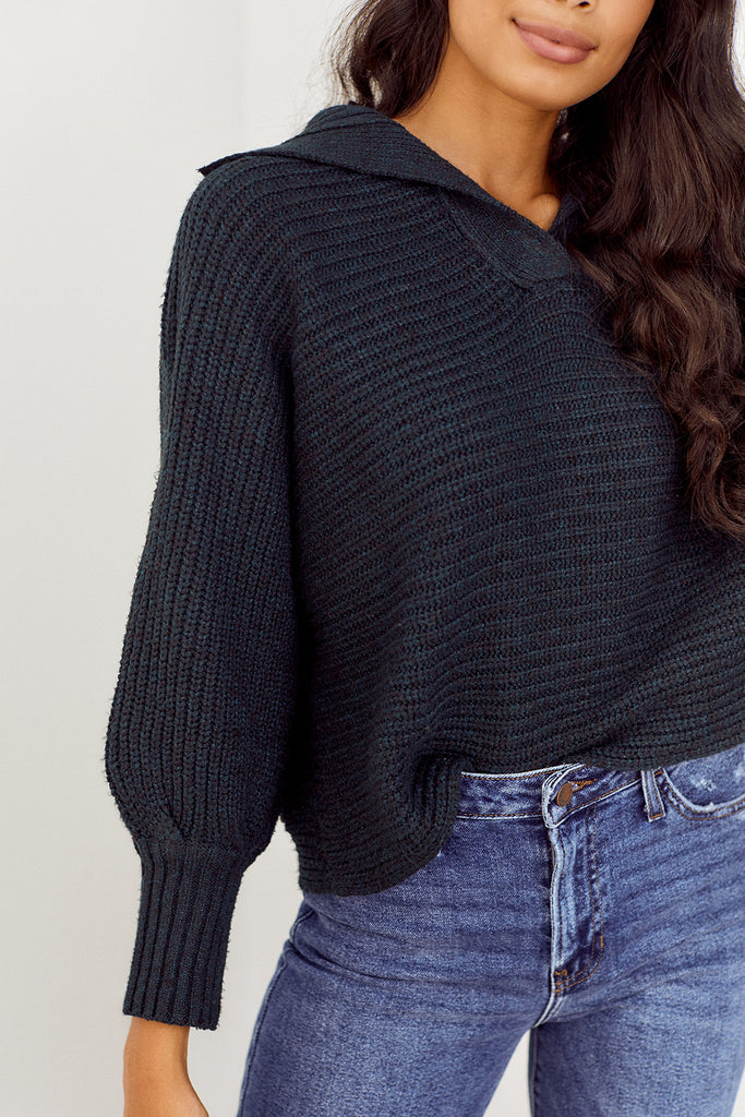 SALE - Bexley Cropped Collared Sweater - fab'rik