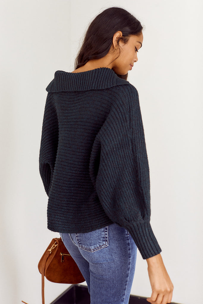 SALE - Bexley Cropped Collared Sweater - fab'rik