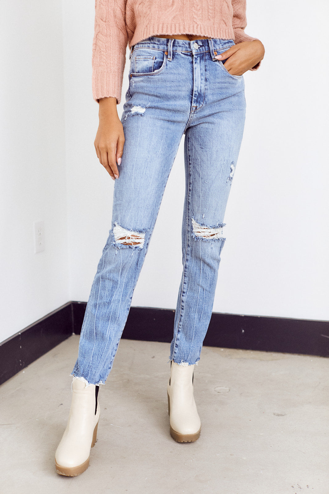 SALE - Blank NYC Distressed Straight Leg Denim - fab'rik