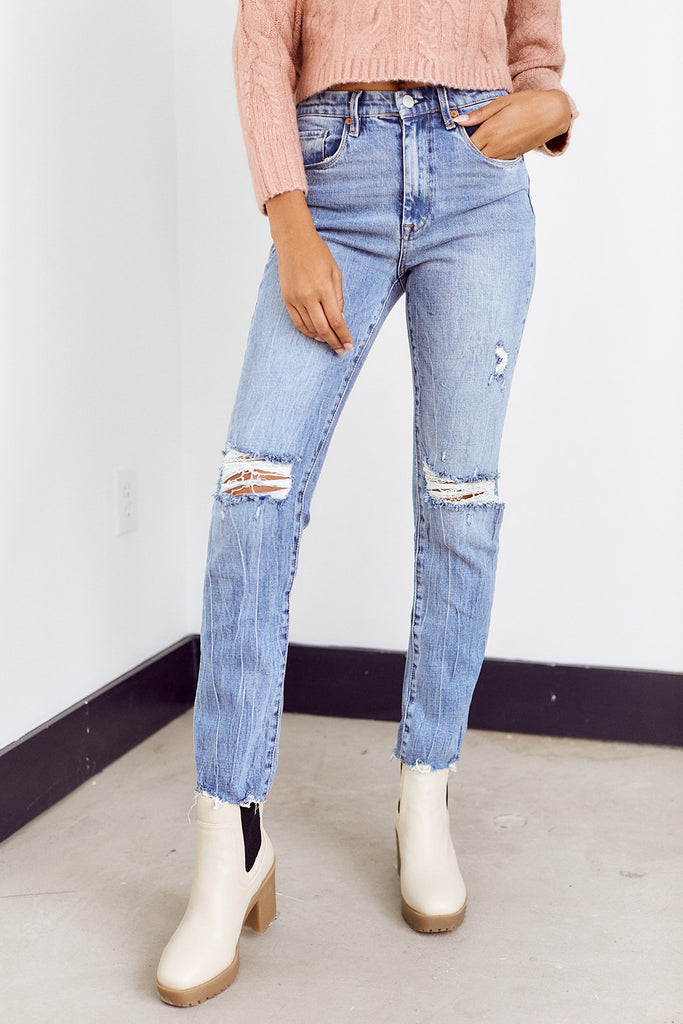 SALE - Blank NYC Distressed Straight Leg Denim - fab'rik
