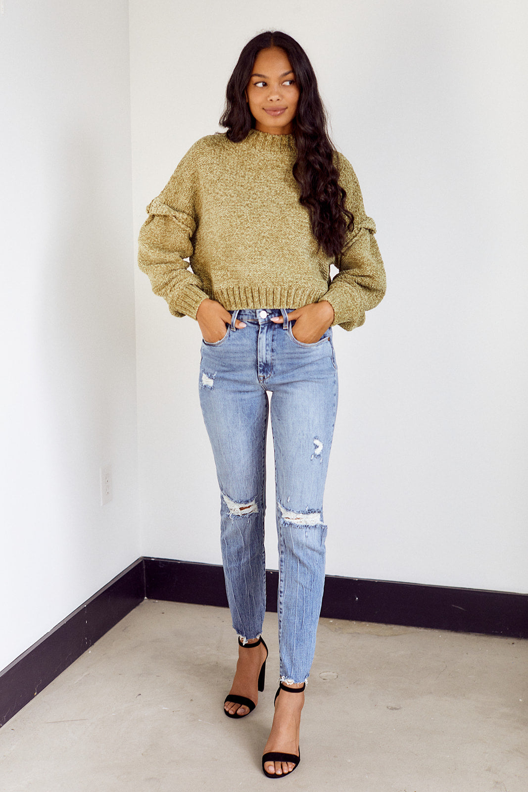 SALE - Blank NYC Chenille Shoulder Detail Sweater - fab'rik