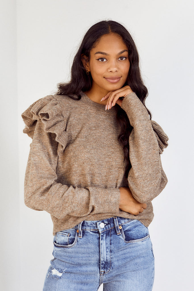 SALE - Adette Ruffle Sleeve Sweater - fab'rik