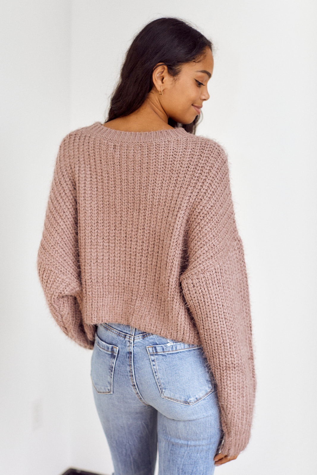 SALE - Meara Cable Knit Fuzzy Sweater - fab'rik