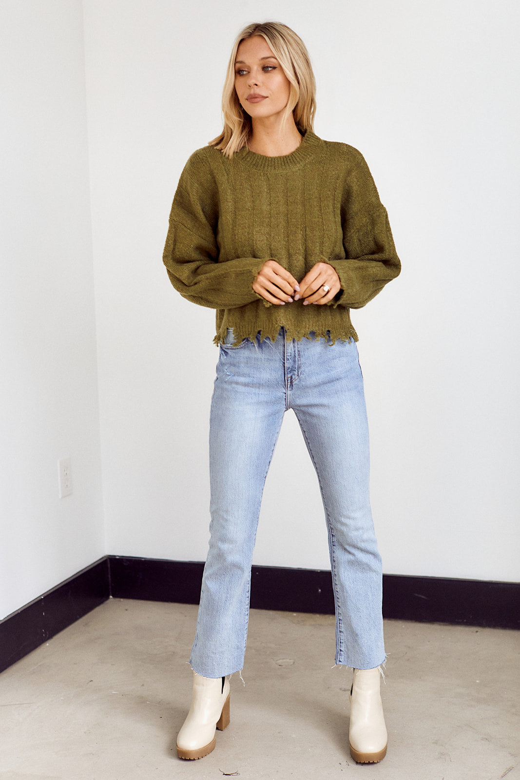 SALE - Pace Distressed Hem Sweater - fab'rik