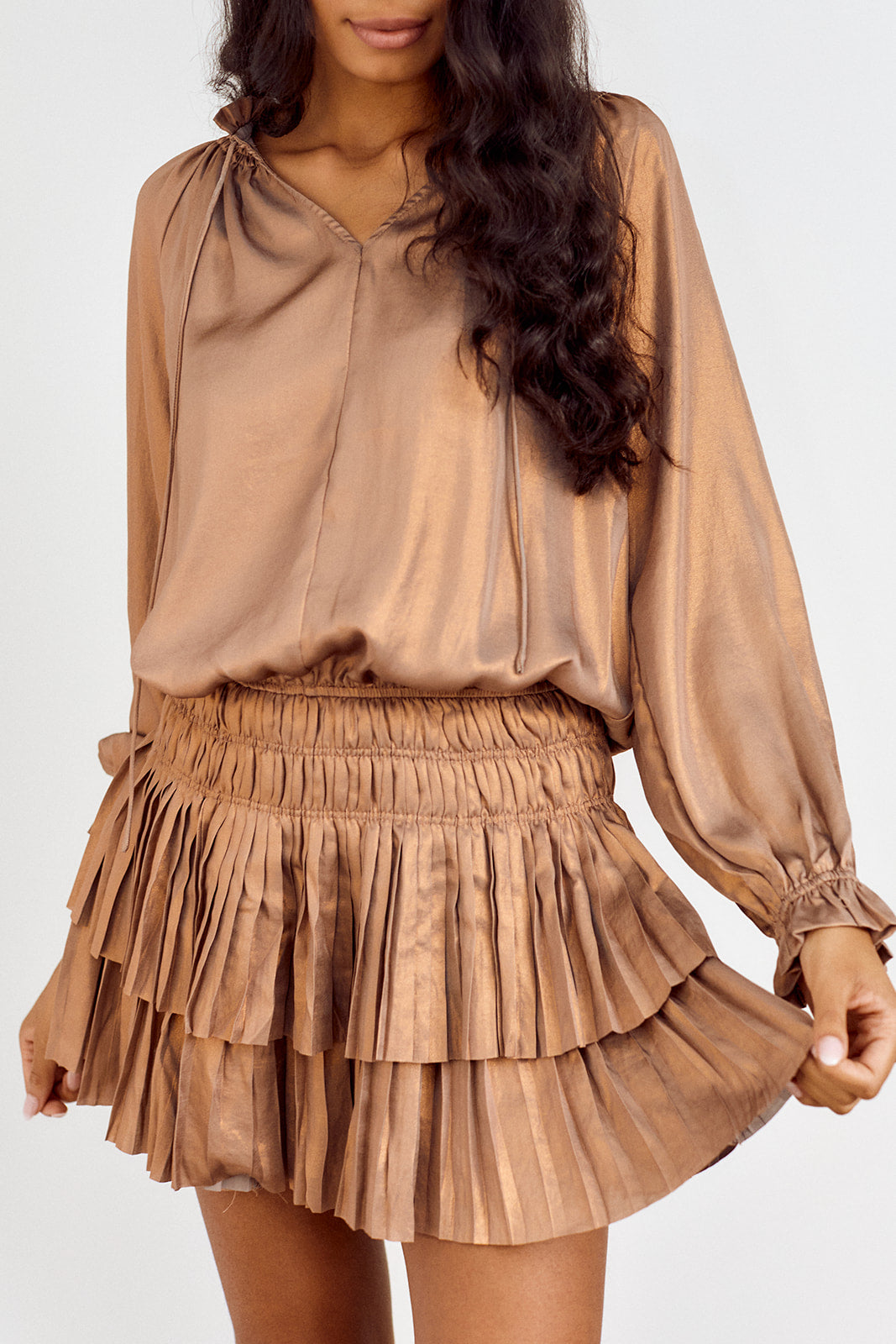 SALE - Olsen Metallic Pleated Mini Dress - fab'rik