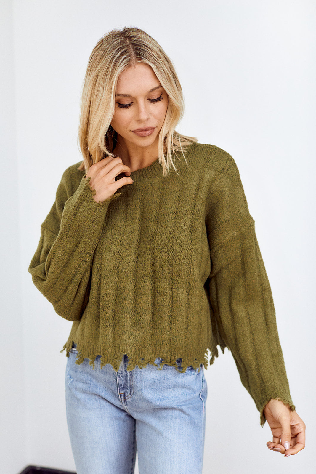 SALE - Pace Distressed Hem Sweater - fab'rik