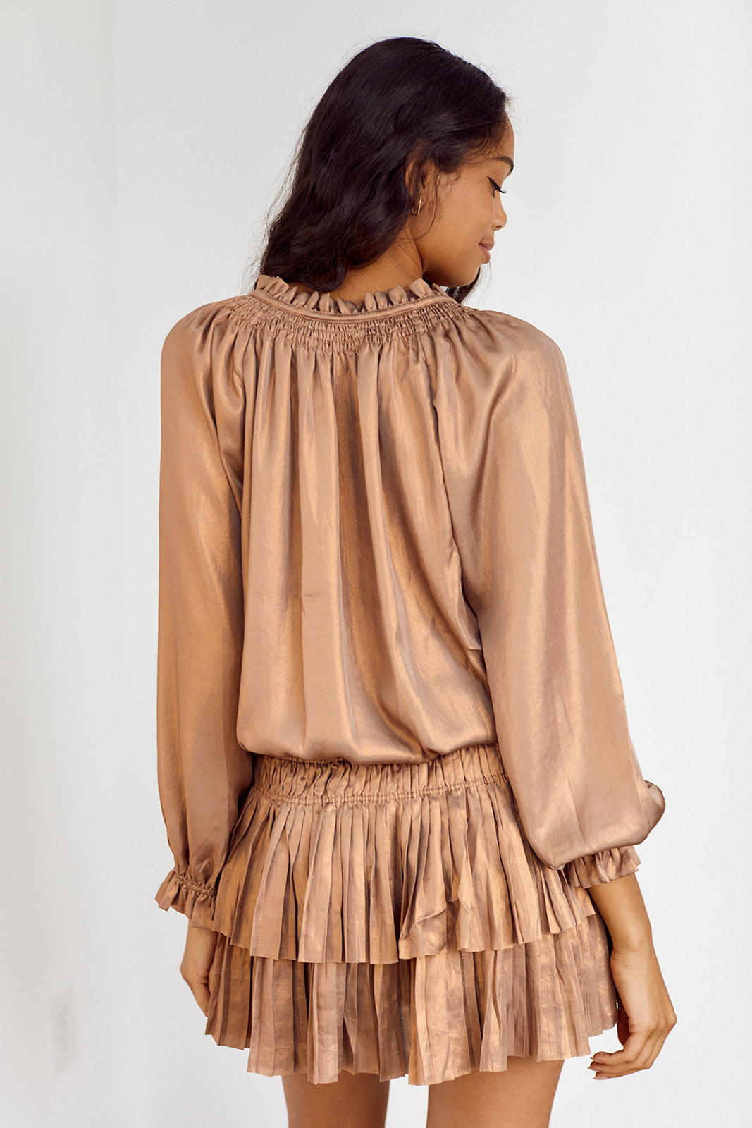 SALE - Olsen Metallic Pleated Mini Dress - fab'rik